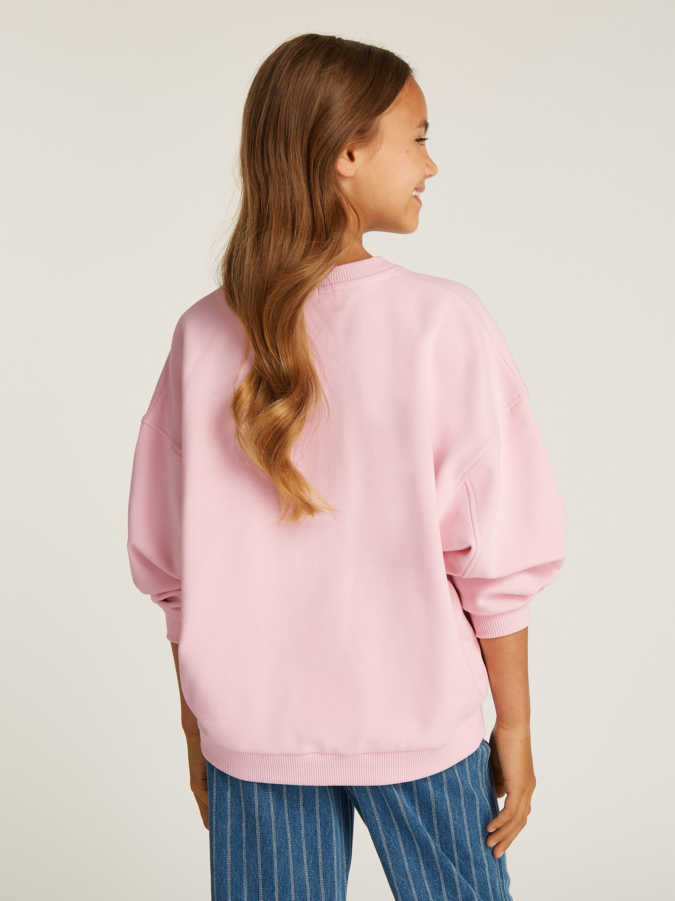 Calvin Klein Sweatshirt HANDW LOGO EMBR CN SWEATSHIRT voor kinderen tot 16 jaar met logostiksel