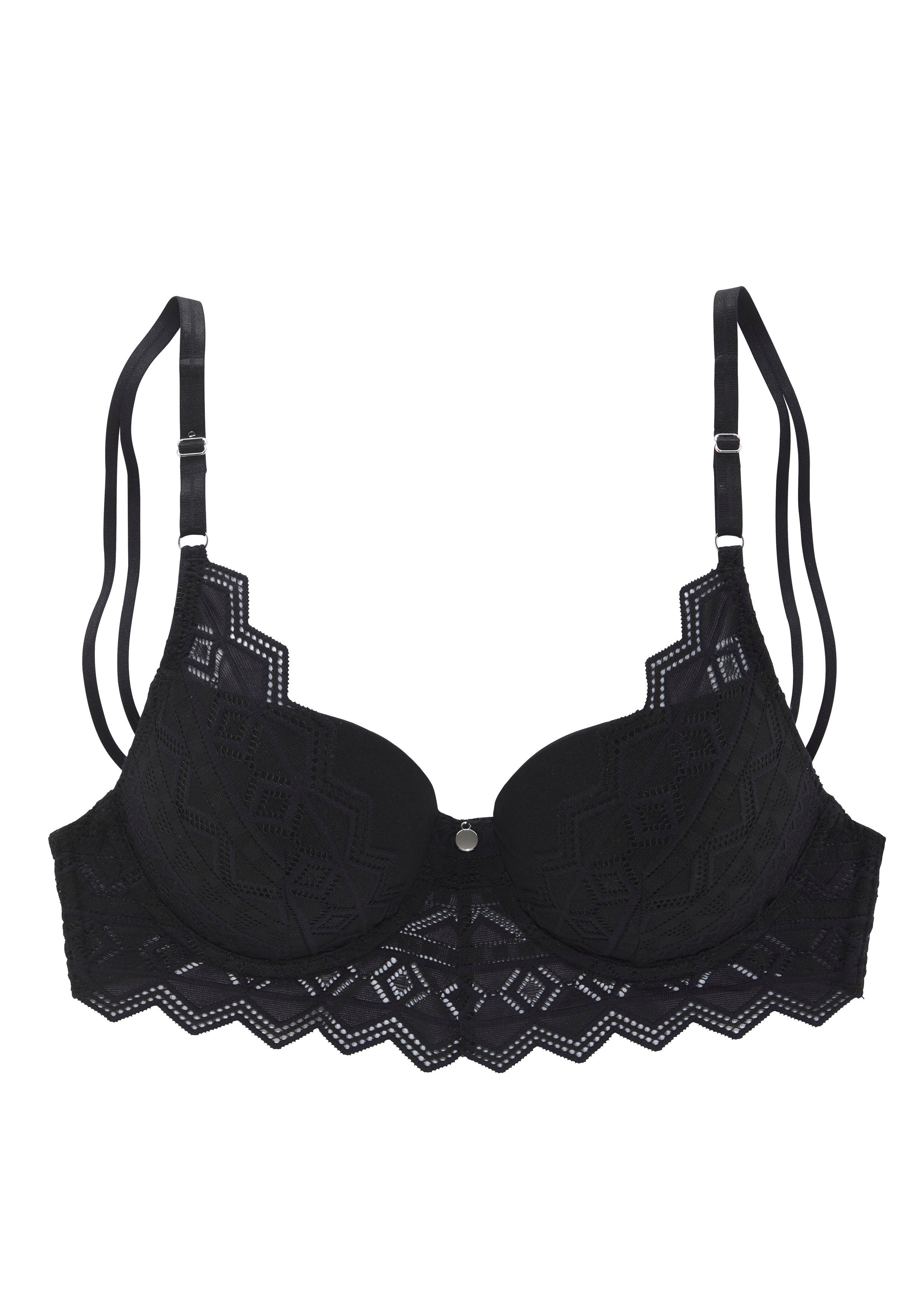 s.Oliver RED LABEL Beachwear Push-up-bh Romane met beugel en grafische kant in transparante look lingerie
