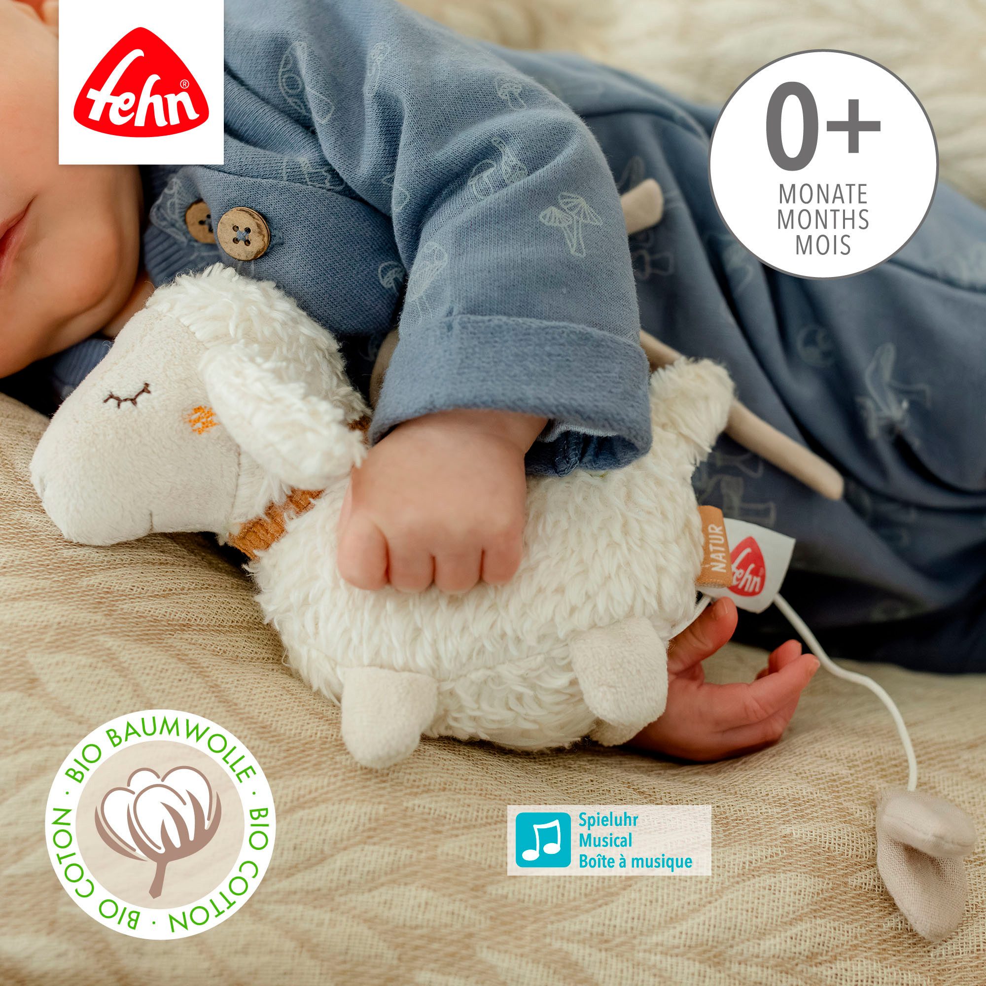 Fehn Speeldoosje FehnNATUR, mini speeldoos Schaap