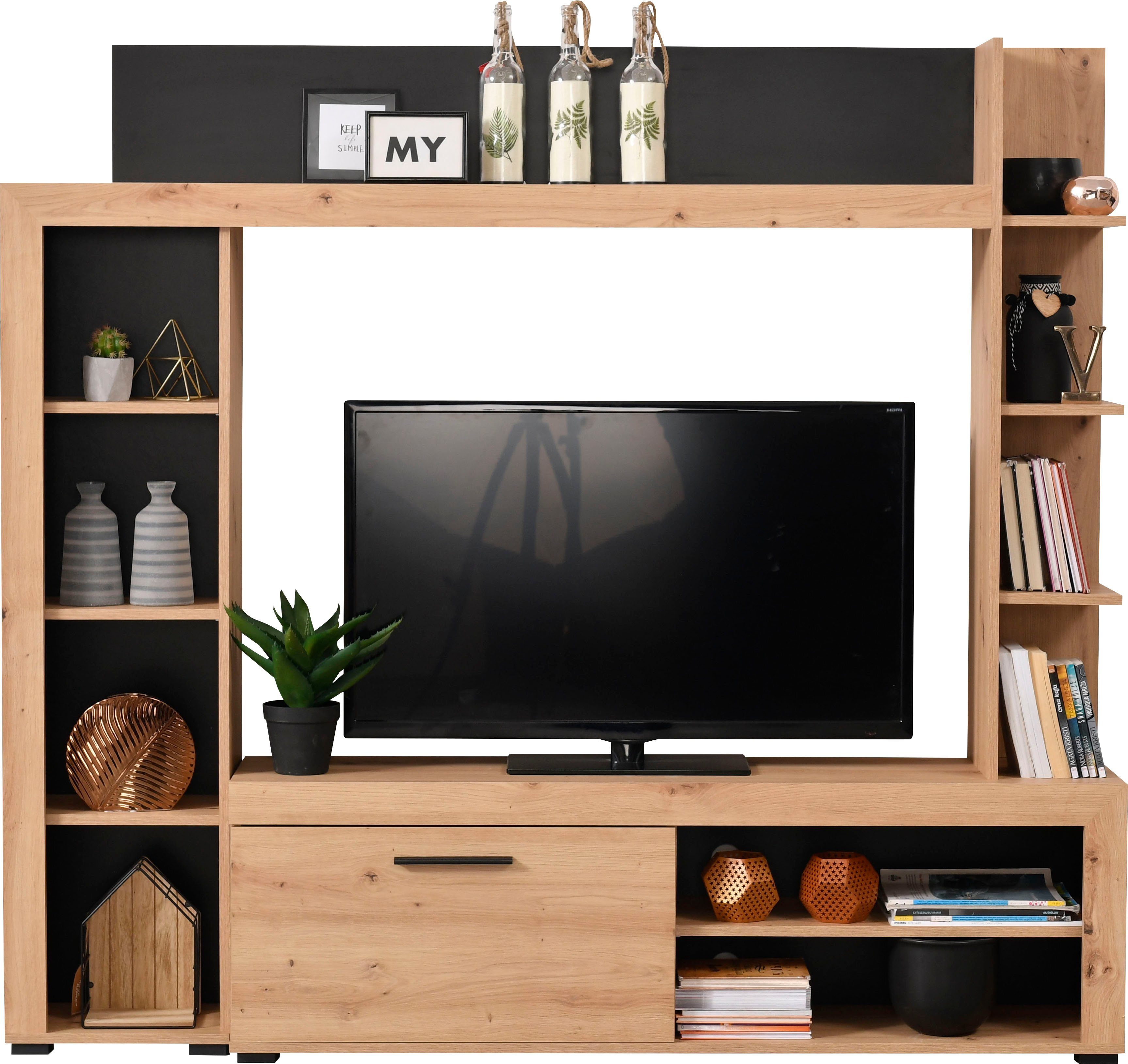 INOSIGN Wandmeubel Rubi met tv-lowboard en rekverbouwing, breedte/hoogte 172,5/157,7 cm (set, 4-delig)