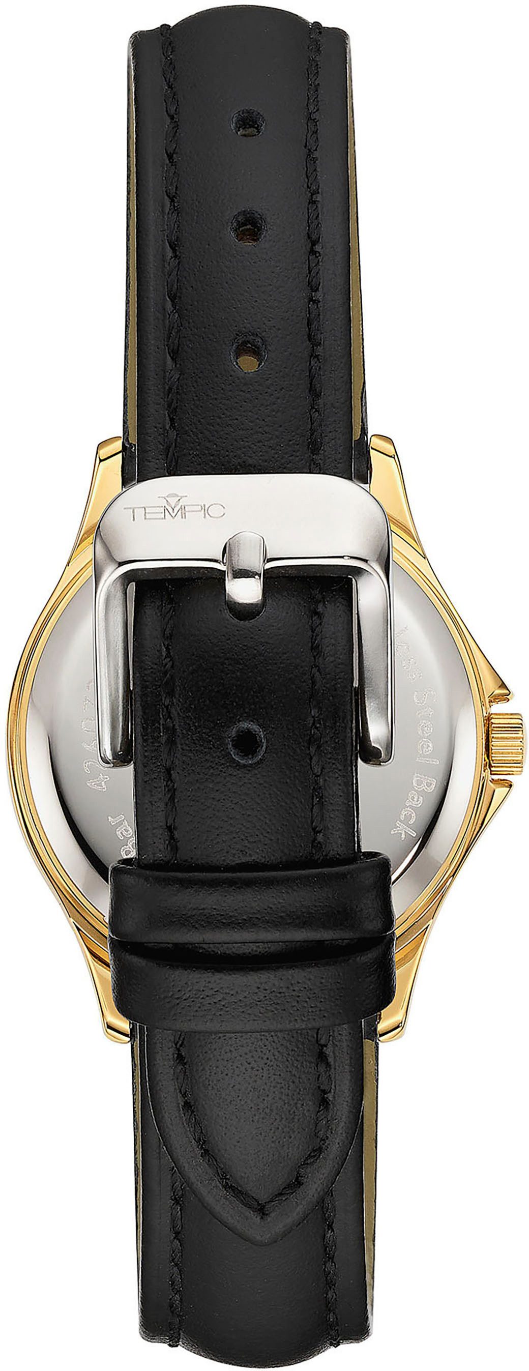 Tempic Kwartshorloge Horloge, dameshorloge, analoog, leren band, lichtgevende wijzers