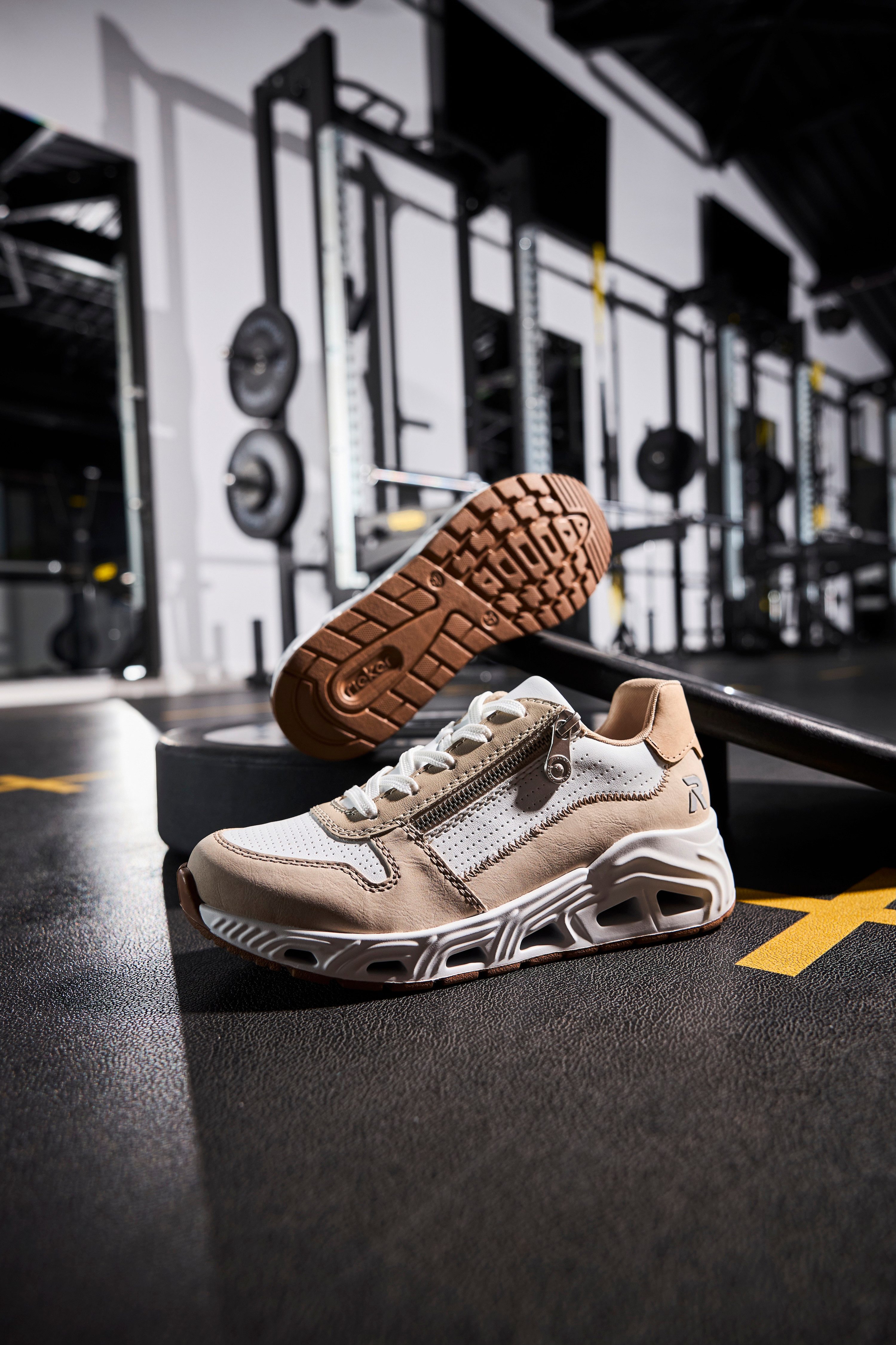 RIEKER Sport Sneakers met sleehak , veterschoenen, lage schoen, vrijetijdssneaker met rits