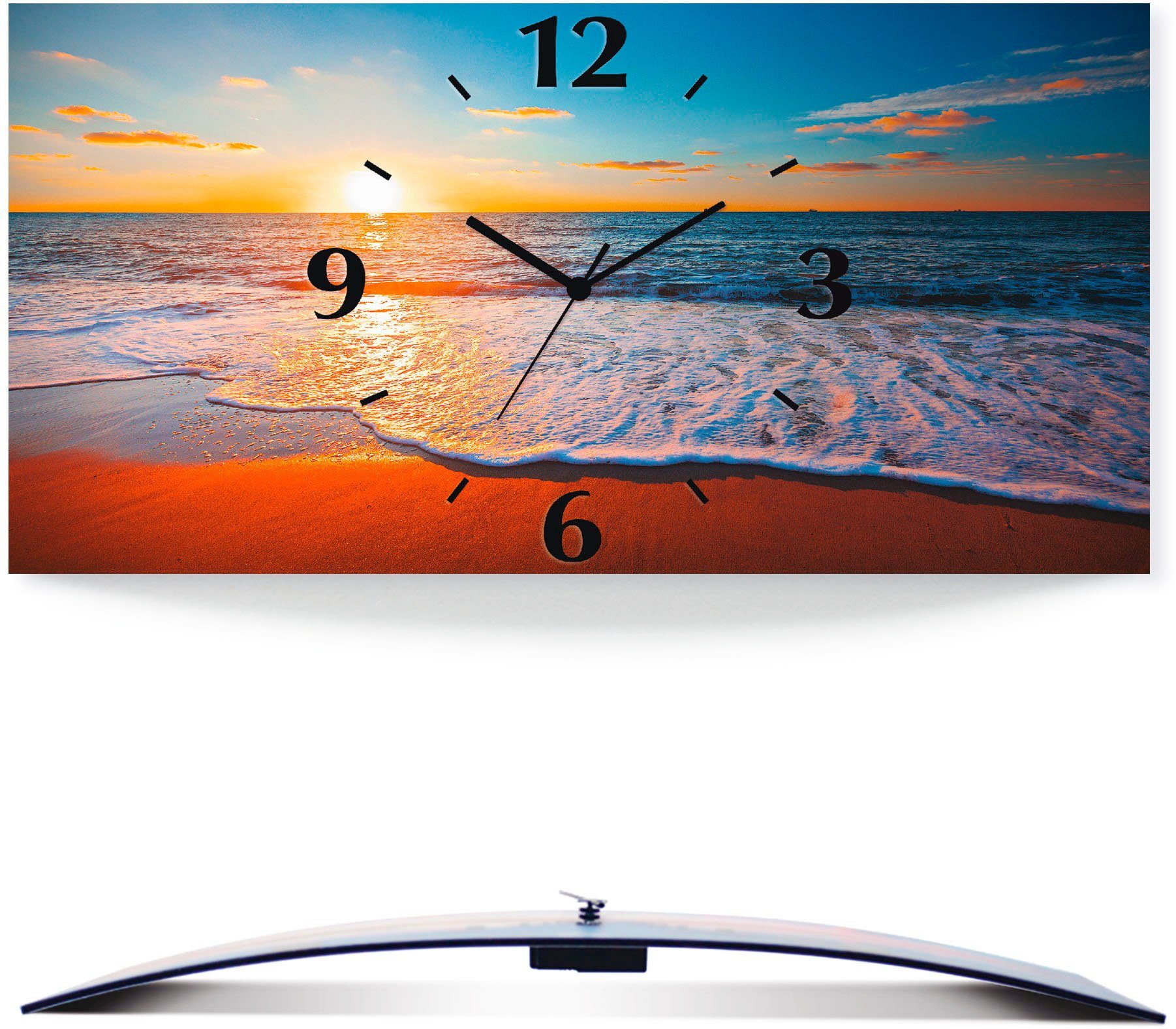 Artland Wandklok Zonsondergang en de zee 3d-look geschulpt, met kwarts- of radiografisch uurwerk, verschillende maten
