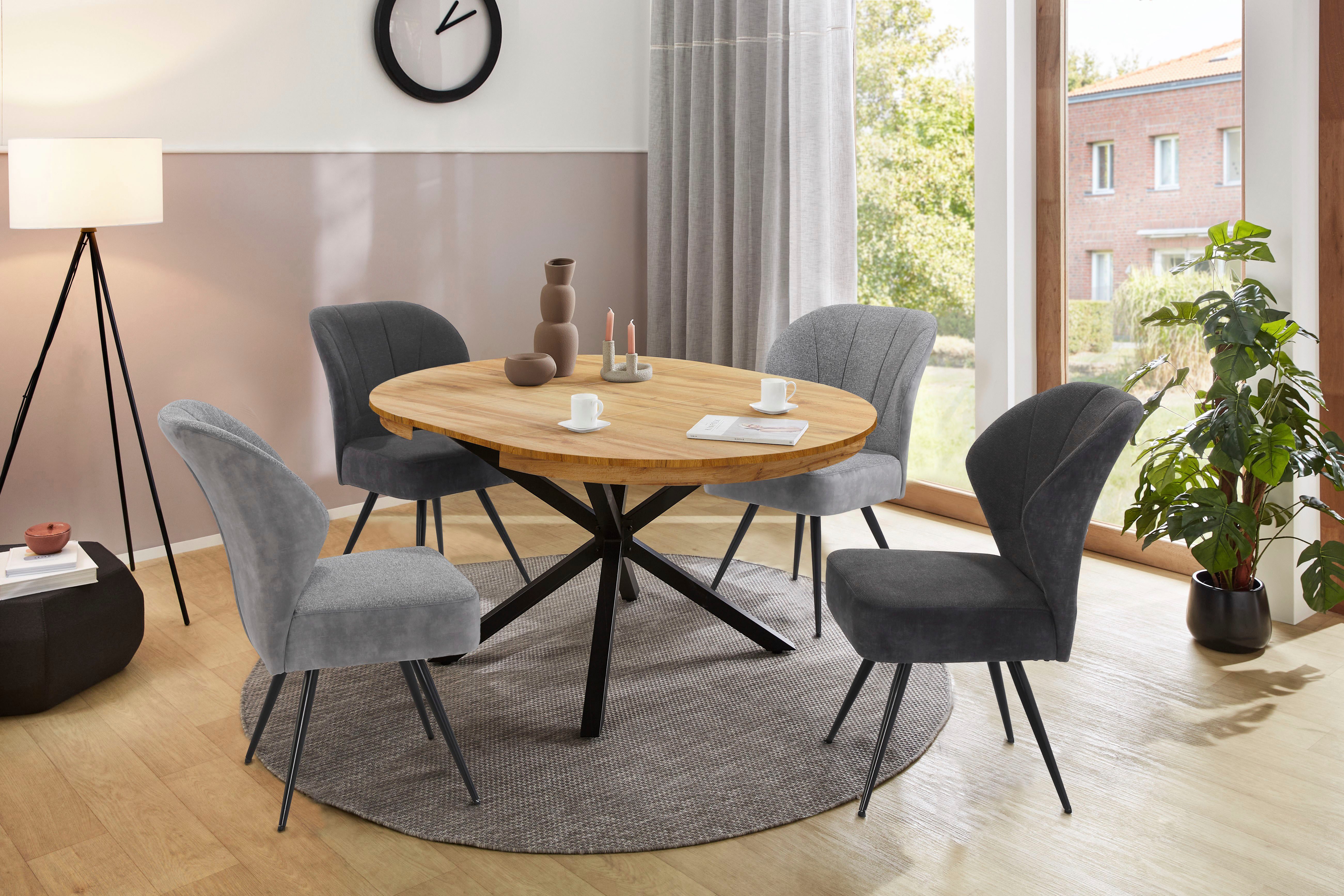 Jockenhöfer Gruppe Vrijdragende stoel Oder met pocketveren in bekleding, materiaalmix, verkrijgbaar in 2 kleuren (set, 4 stuks)