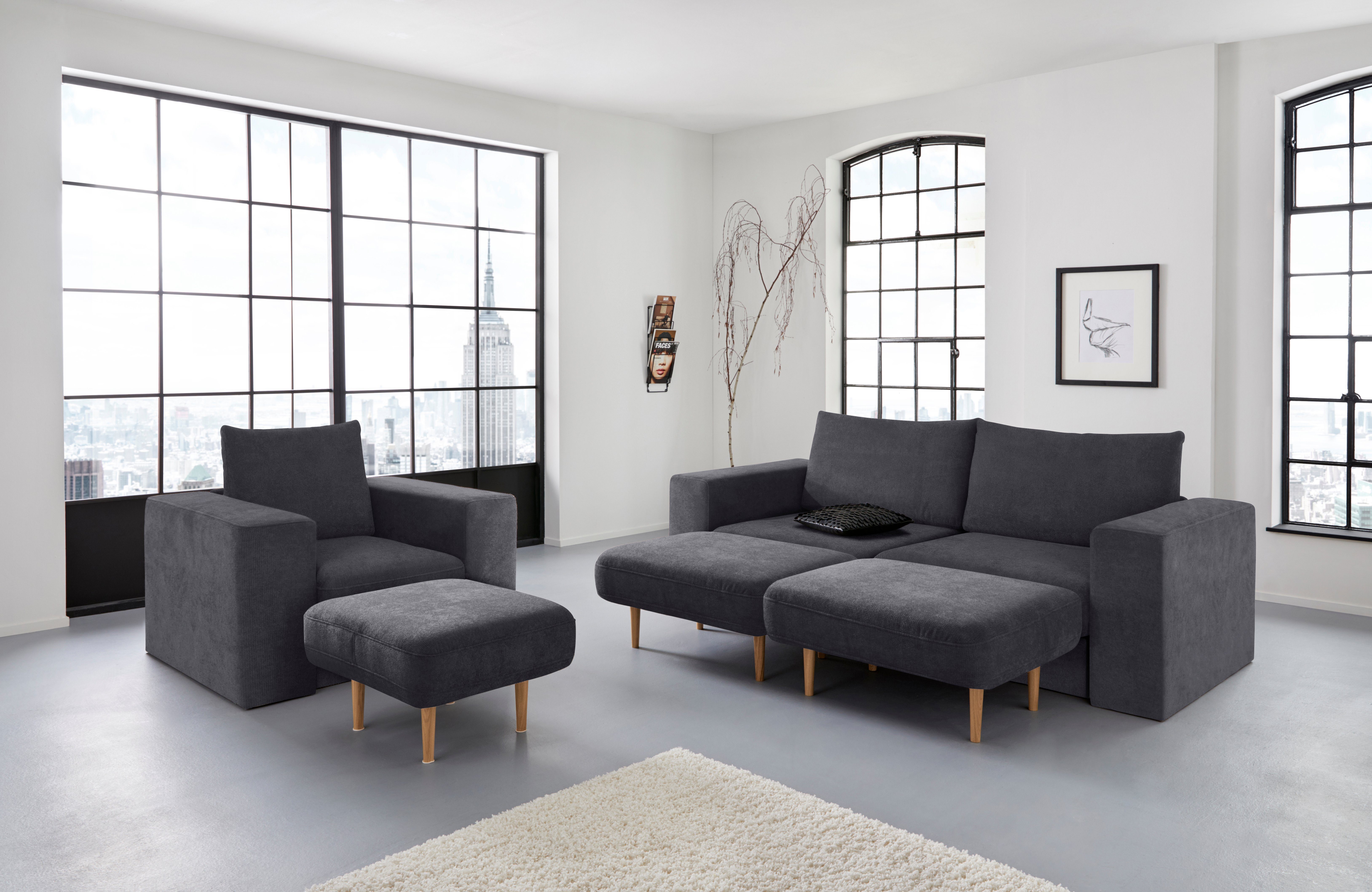 LOOKS BY WOLFGANG JOOP Fauteuil Looksv Aan te passen fauteuil: fauteuil wordt fauteuil met hocker