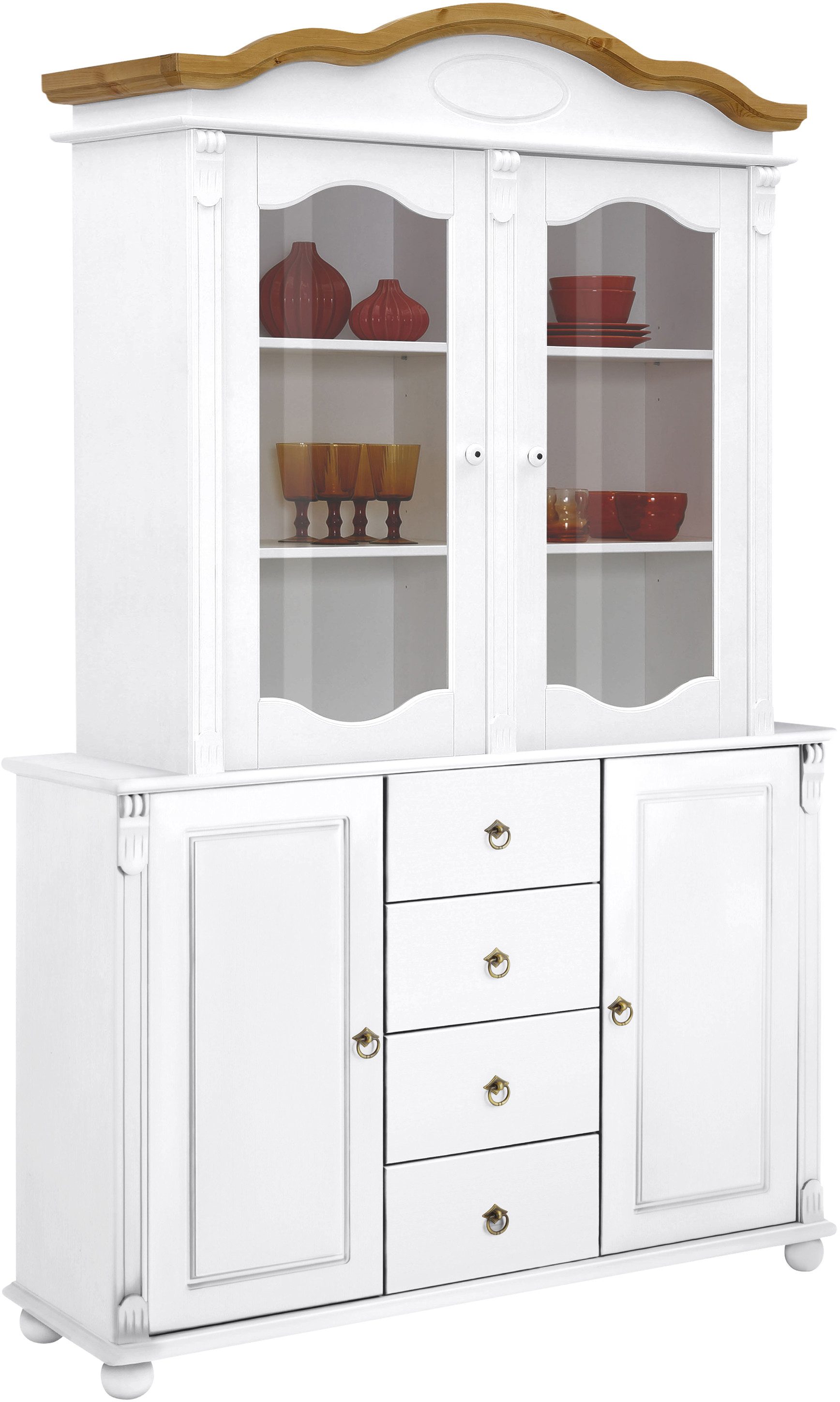 Home affaire Kast met laden en deuren Tessin, buffetonderkast, klassieke landelijke stijl van massief, fsc®-gecertificeerd dennenhout, 128cm breed