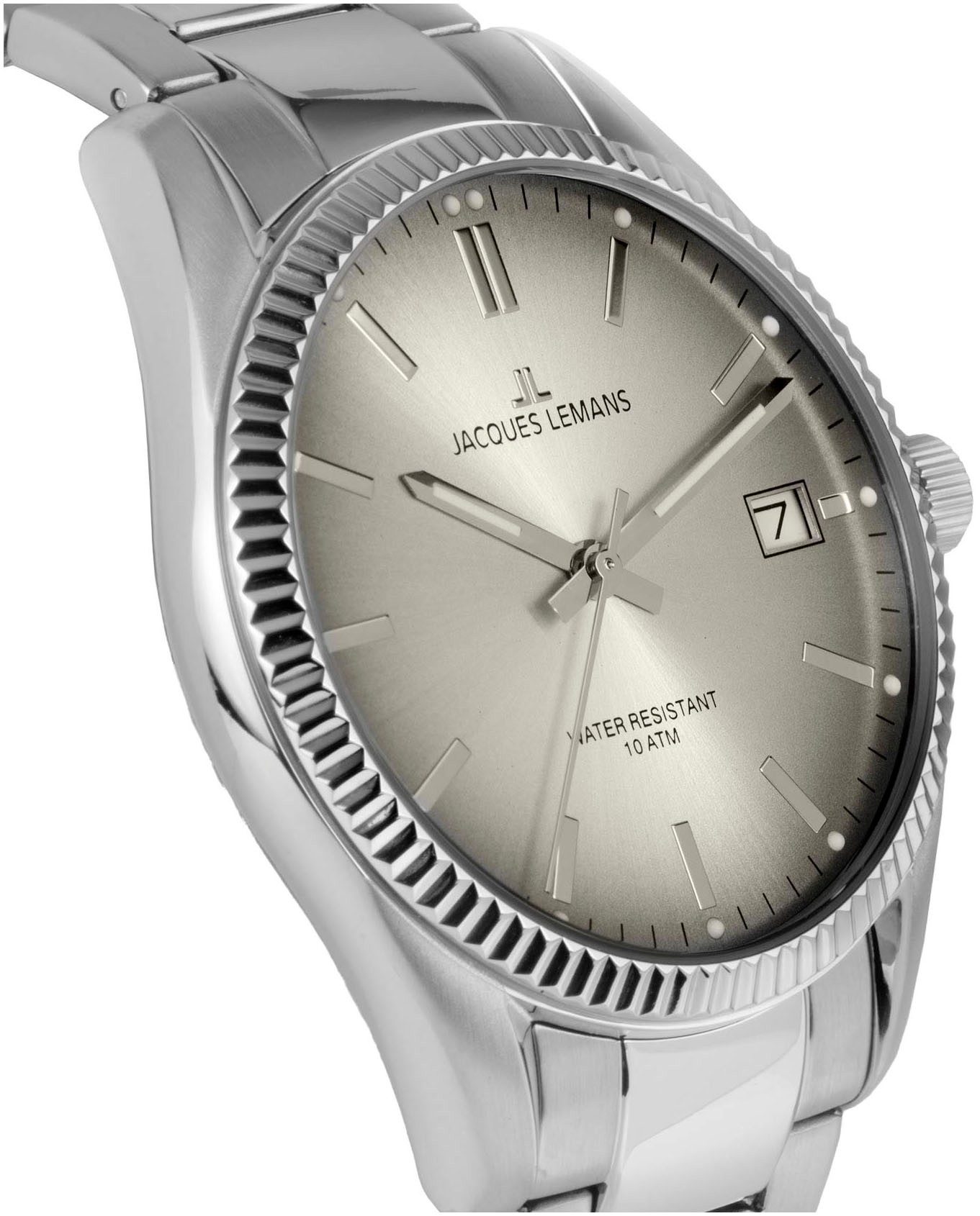 Jacques Lemans Kwartshorloge Derby Horloge, herenhorloge, dameshorloge, roestvrijstalen band, tot 10 bar waterdicht.