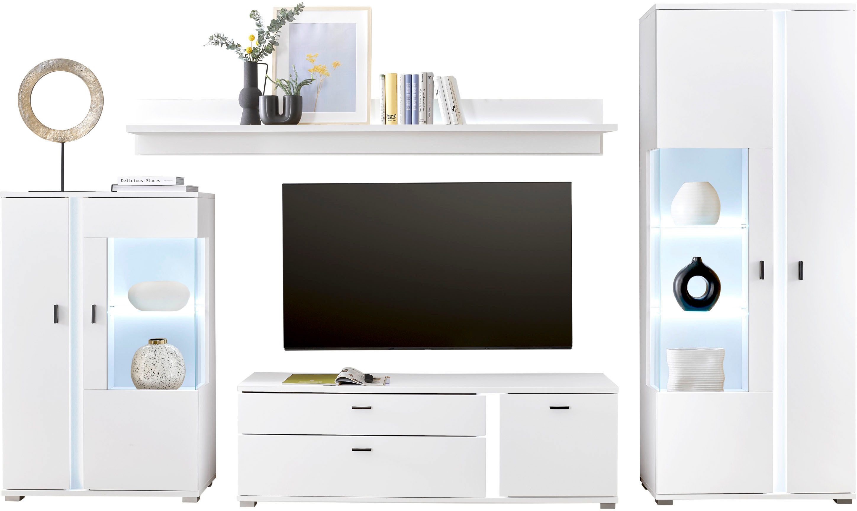 INOSIGN Wandmeubel Long Island in moderne trendkleur, inclusief verticale verlichting, breedte 330 cm (set, 4-delig)