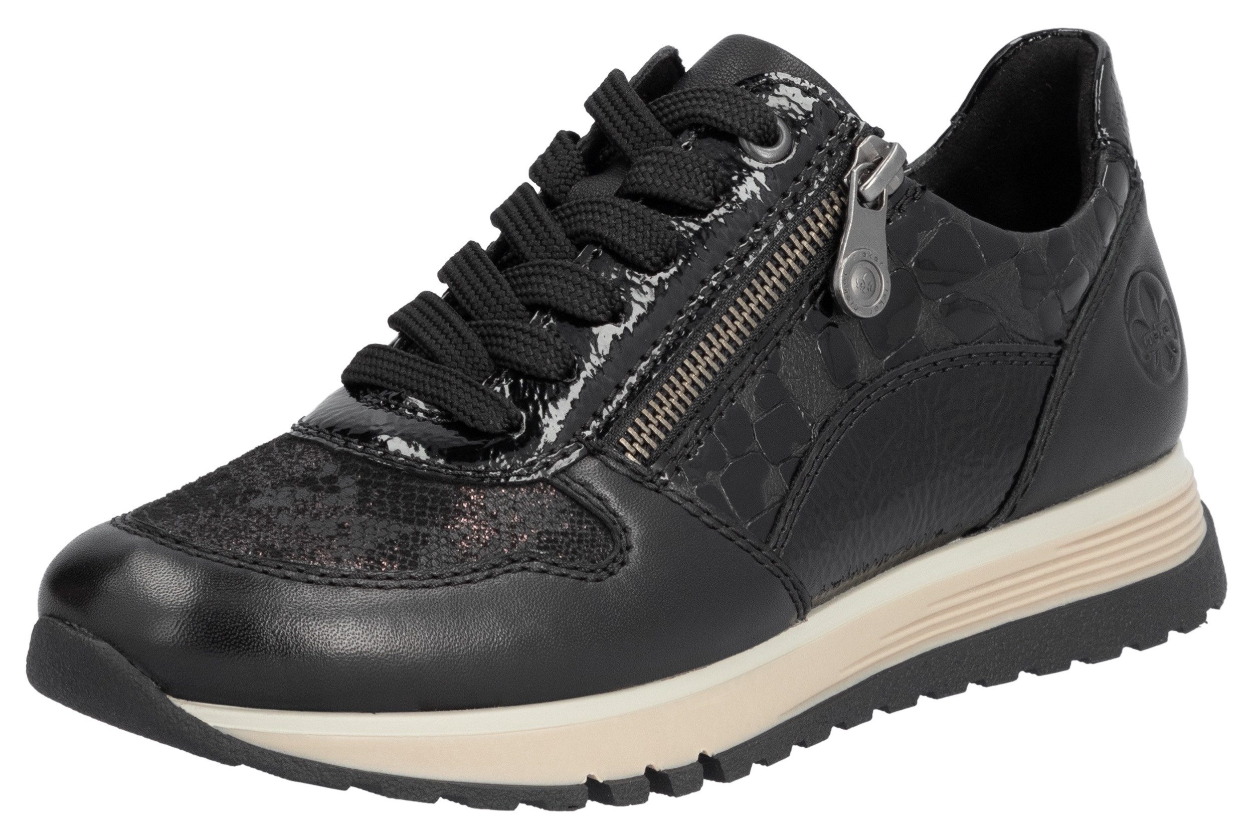 Rieker Sneakers , vrijetijdsschoen, lage schoen, veterschoen met buitenrits dames schoenen maat 43 zwart