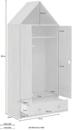 Lüttenhütt Tienerkamerset Alpi Hoogslaper, bureau en kledingkast in huiselijke stijl, ruimtebesparend (voordeelset, 3-delig)