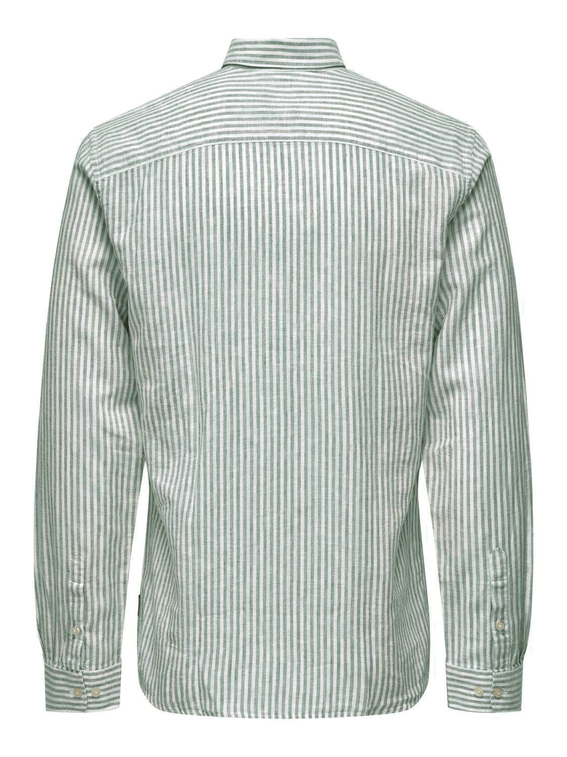 ONLY & SONS Overhemd met korte mouwen ONSCAIDEN LS STRIPE LINEN SHIRT 660 NOOS