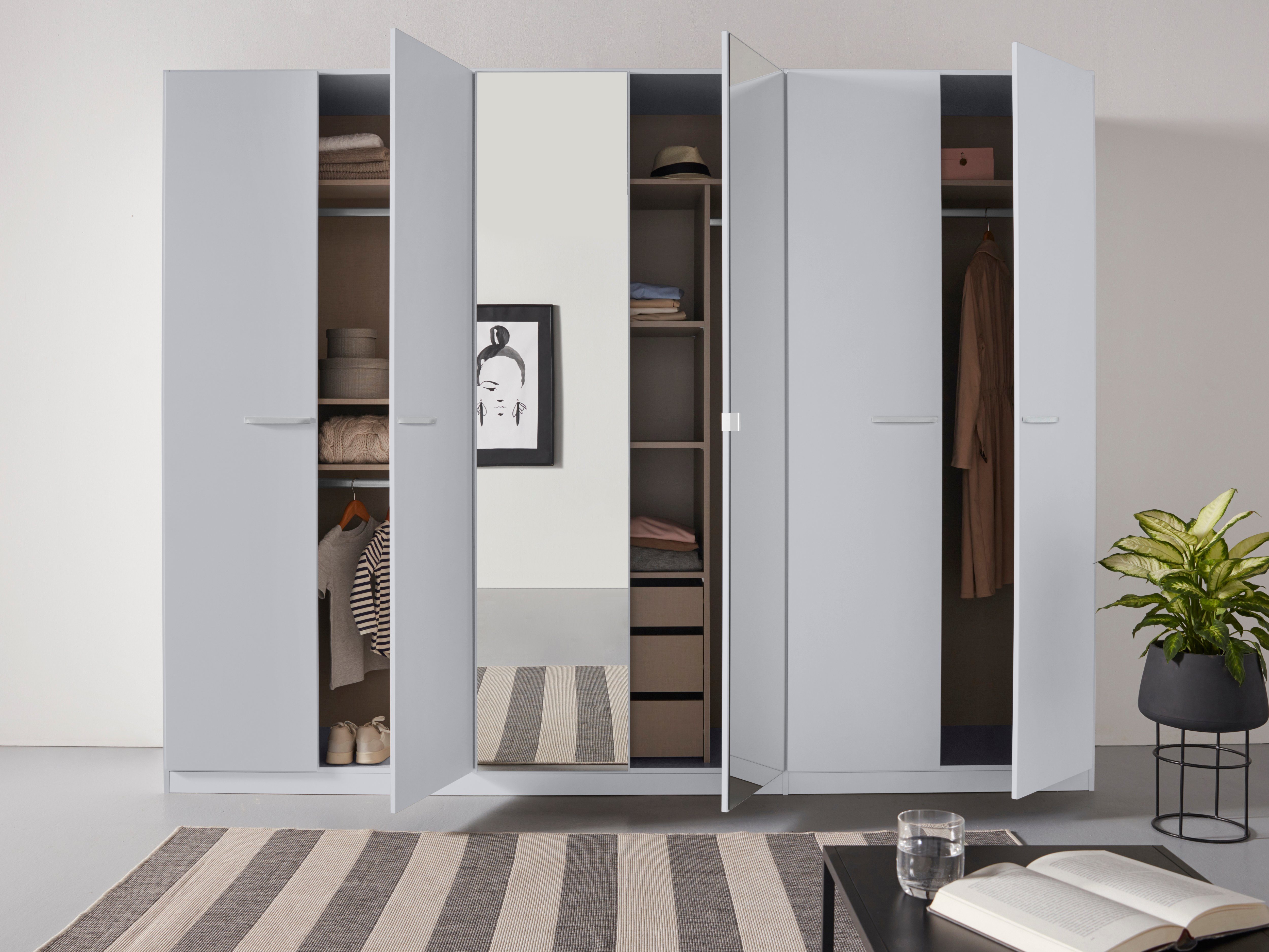 rauch Draaideurkast Kledingkast kast garderobe TOPSELLER OTELI incl. binnenindeling met 3 binnenlades extra planken optioneel met spiegel made in germany