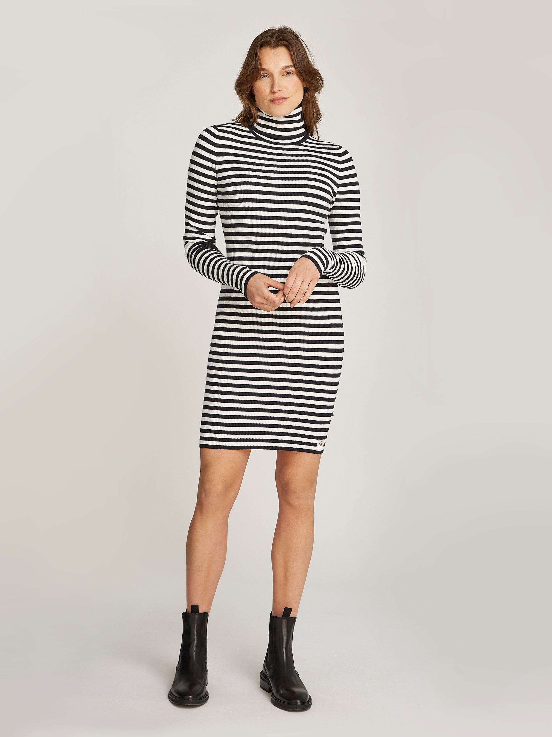 Calvin Klein Sweatjurk WOVEN LABEL TIGHT SWEATER DRESS