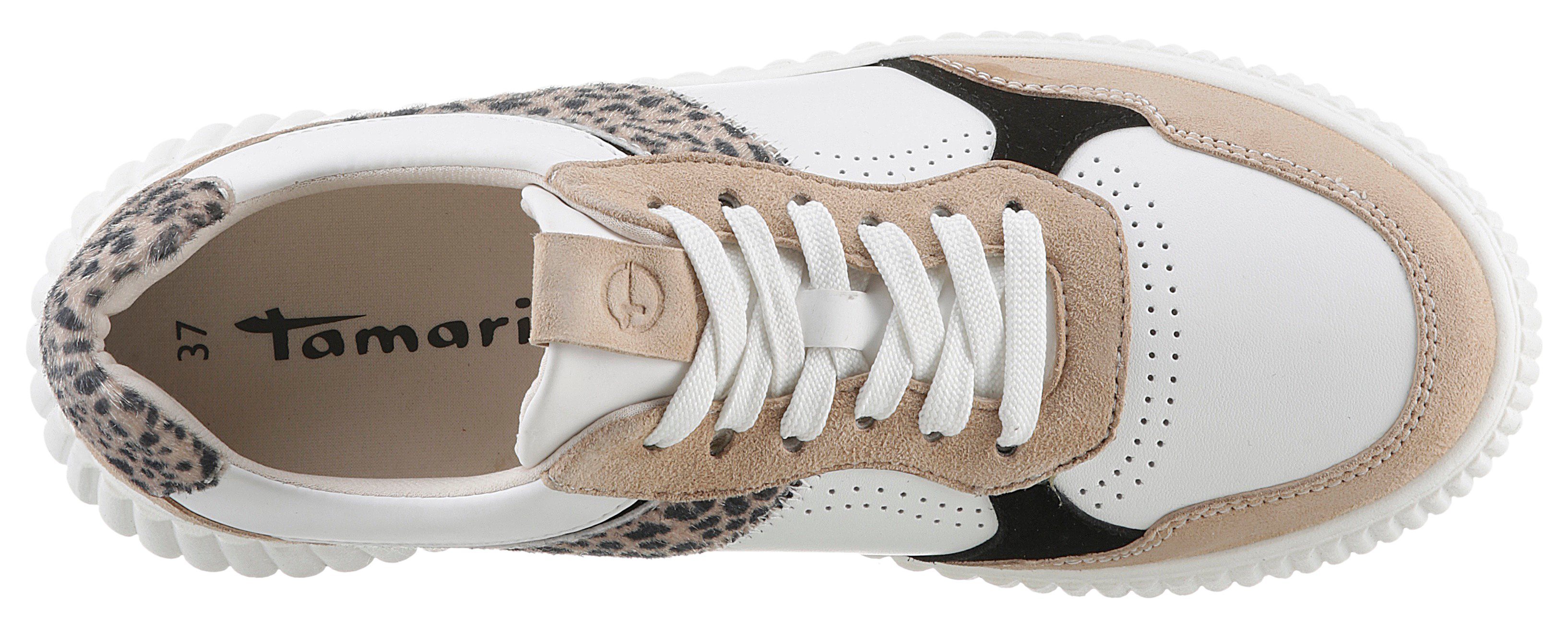 Tamaris Plateausneakers in materiaalmix, vrijetijdsschoen, lage schoen, veterschoen