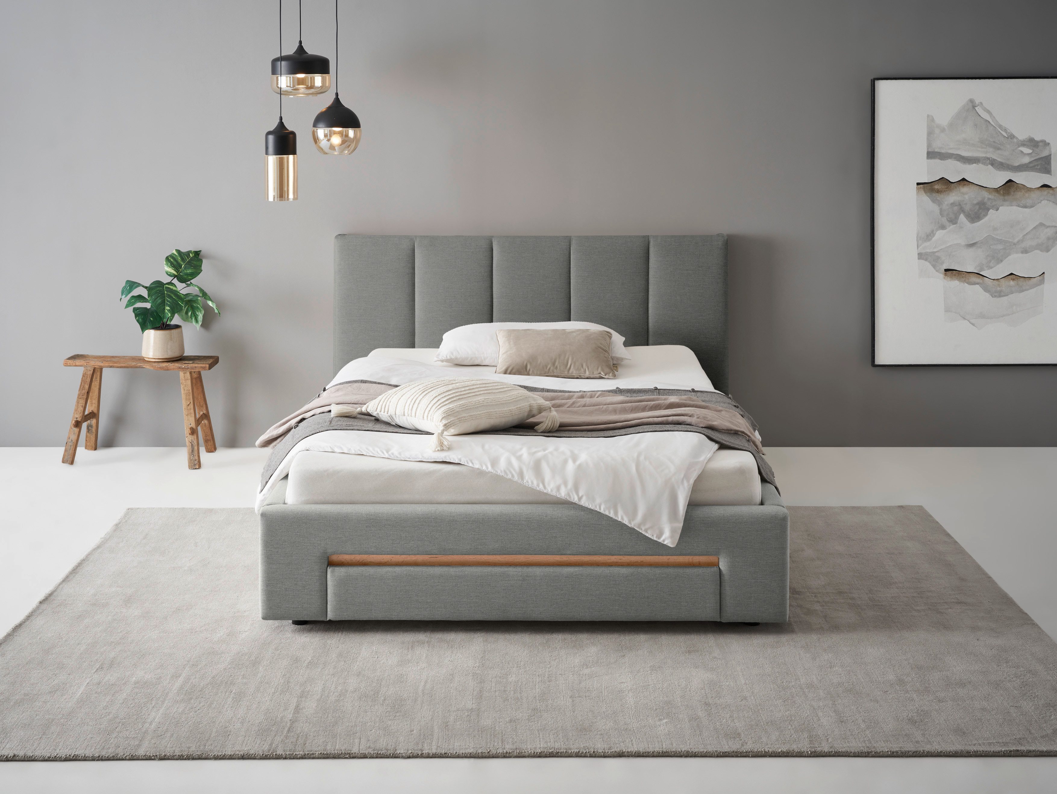 INOSIGN Gestoffeerd bed CiTY/GiRON, bedframe met bedlade, gestoffeerd opbergbed met hondenbed of opberglade, bekleding van corduroy of linnenlook