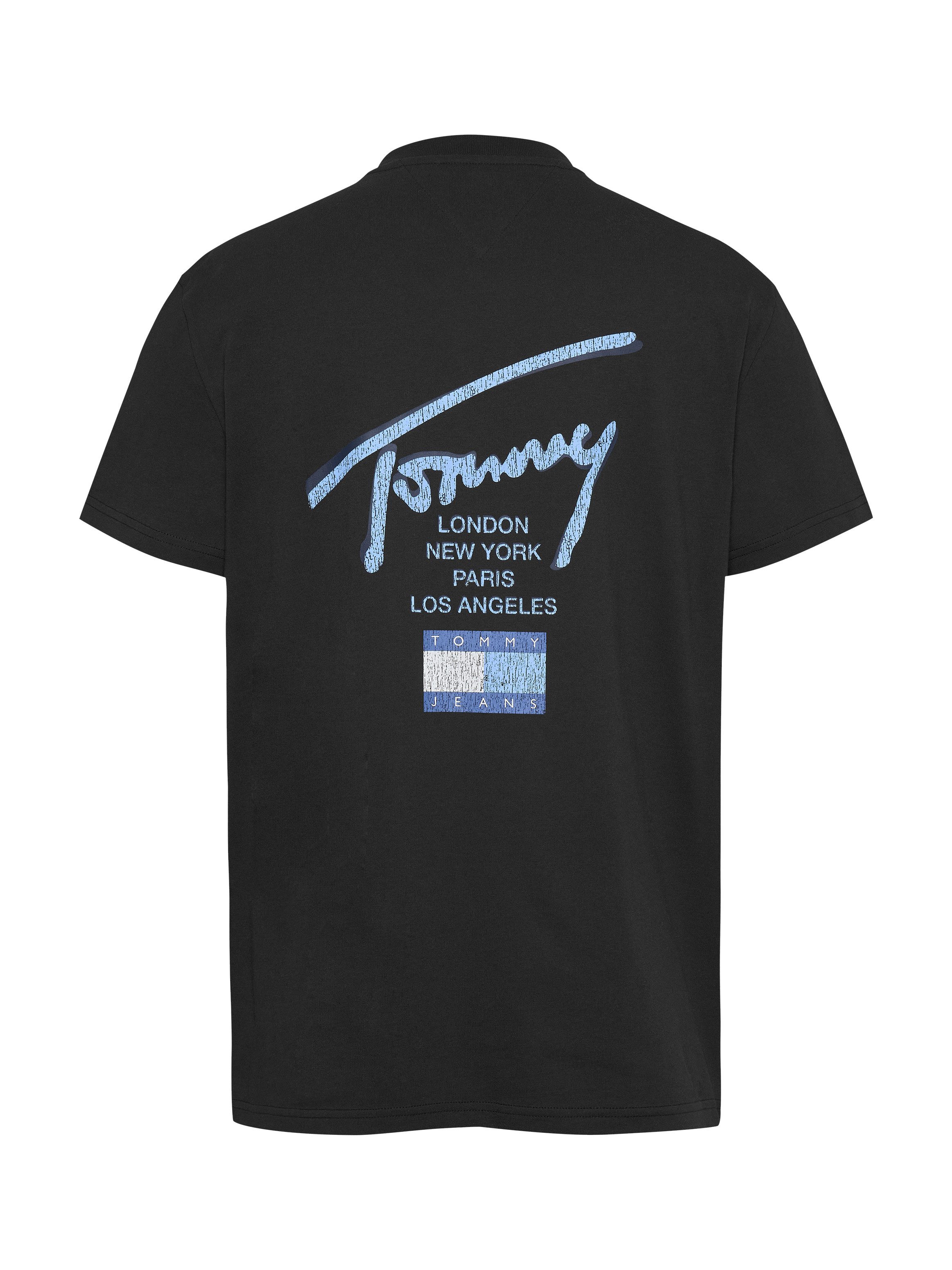 Tommy Jeans Plus Shirt met ronde hals TJM REG TOMMY SIGN CITY TEE EXT in grote maten, logoborduring op de mouw, logoprint