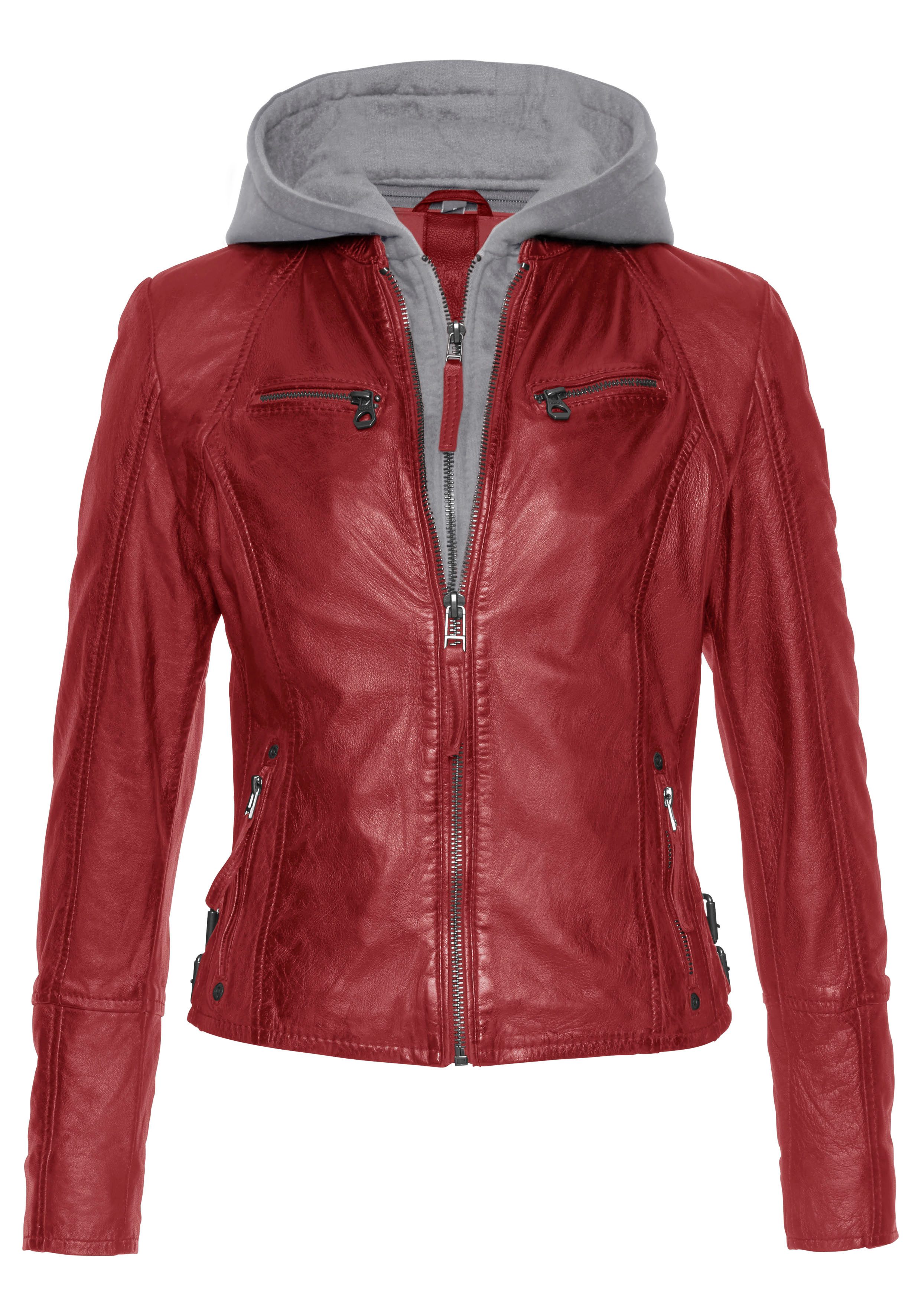 Mauritius Leren jack NOLA Two-in-one stijl - met een afneembare jerseycapuchon