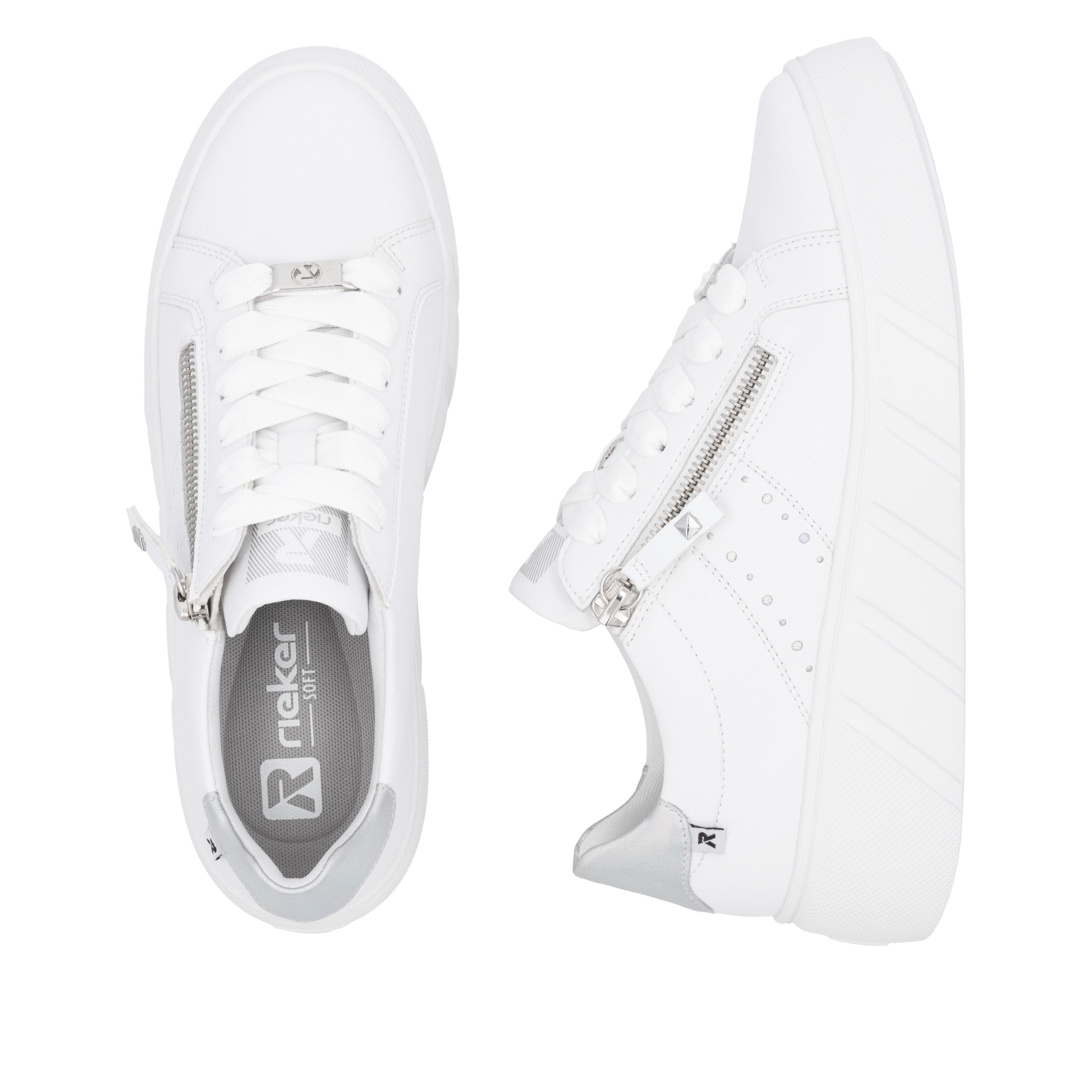 RIEKER Sport Plateausneakers , vrijetijdsschoen, lage schoen, veterschoen met zijlijke perforatie