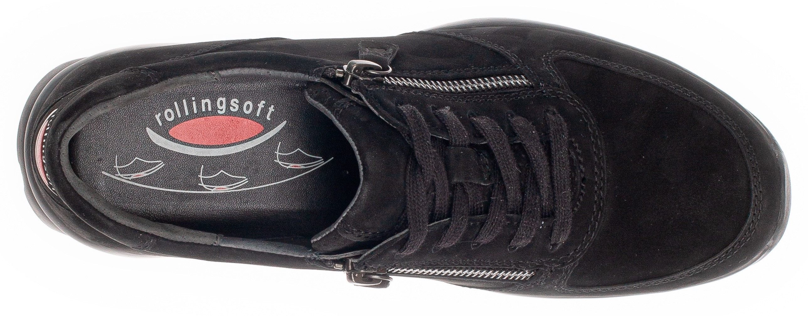 Gabor Rollingsoft Sneakers met sleehak vrijetijdsschoen, lage schoen, veterschoen met optifit verwisselbare inlegzool
