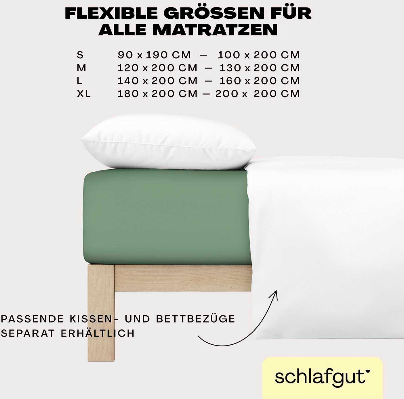 Schlafgut Hoeslaken EASY van 100% katoen, zacht & absorberend, merk-beddengoed voor matrassen tot 22 cm hoogte, in 90x200, 140x200 of 180x200 cm (1 stuk)