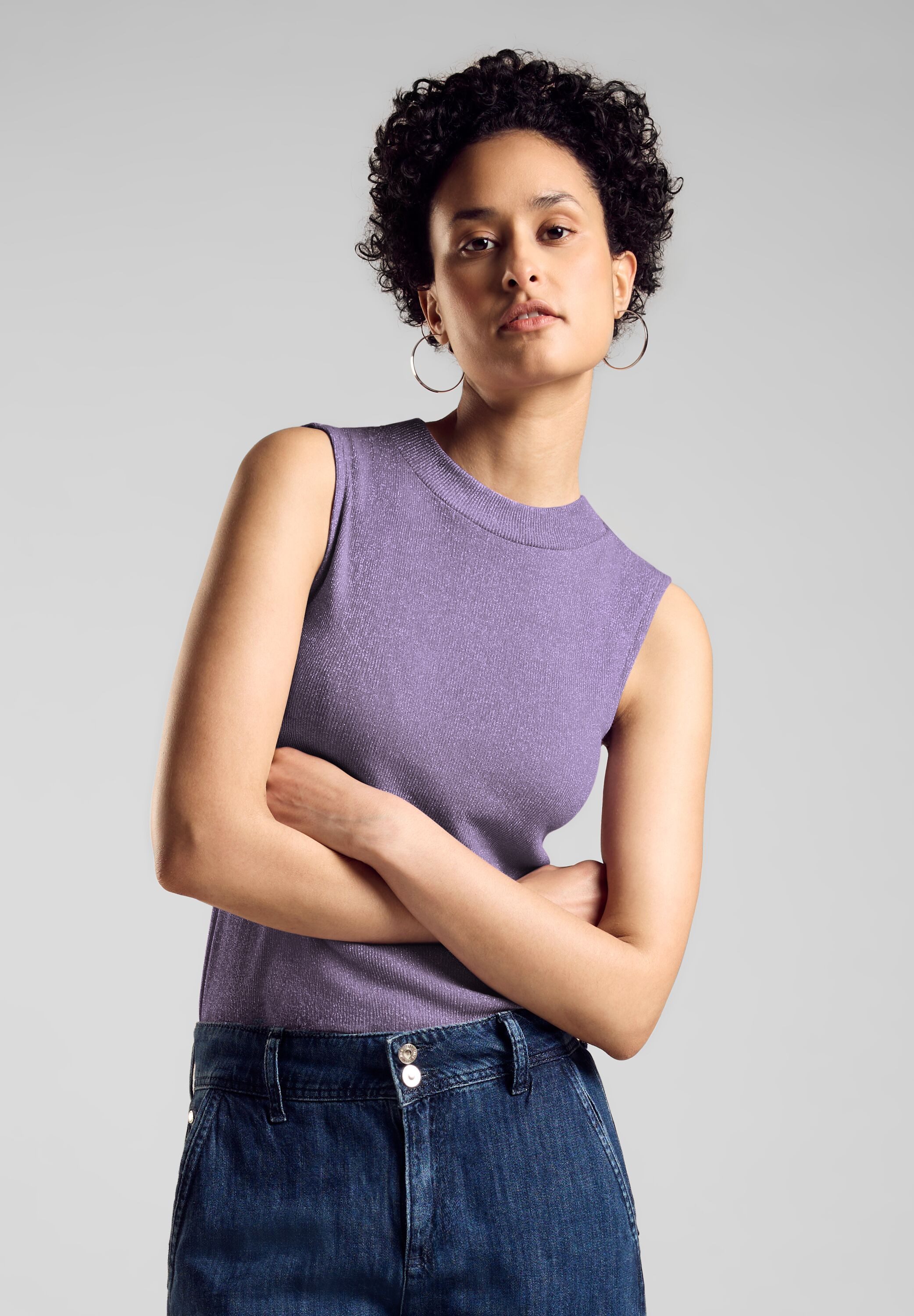 STREET ONE Shirttop met glanseffect dames tops maat 46 paars