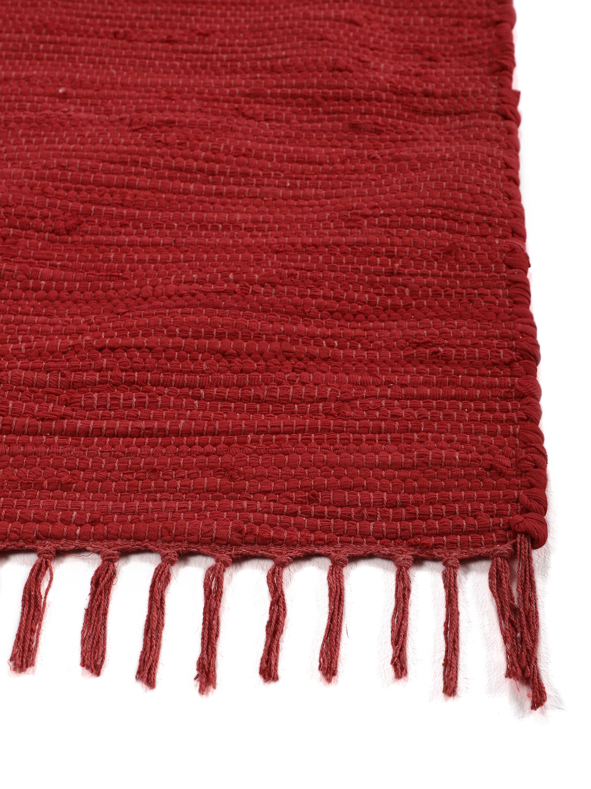 carpetfine Vloerkleed Kelim Chindi uni Tweezijdig te gebruiken kleed, puur katoen, met de hand geweven, unikleuren, met franje