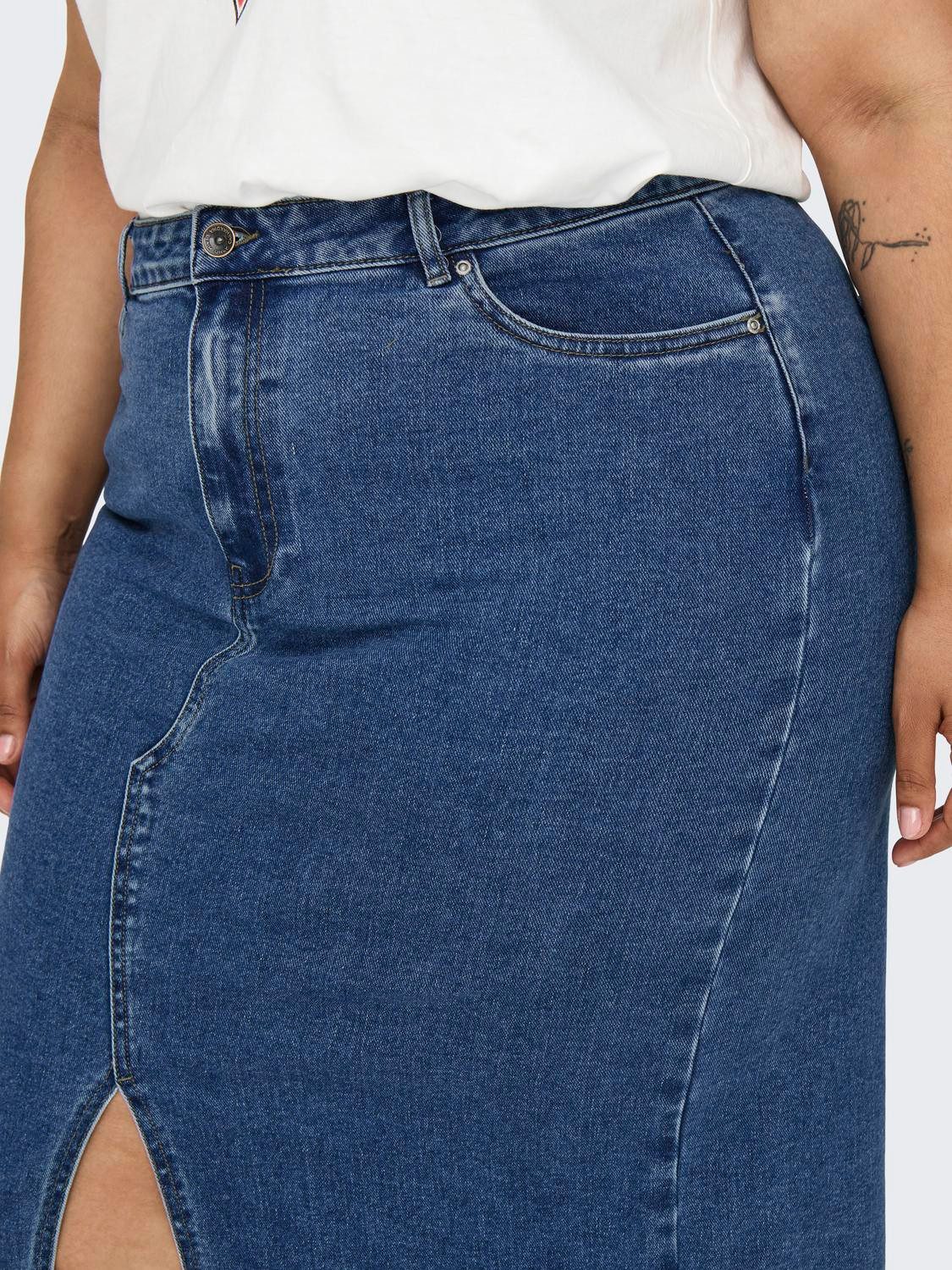 ONLY CARMAKOMA Jeans rok CARSIRI FRONT SLIT SKIRT DNM GUA NOOS