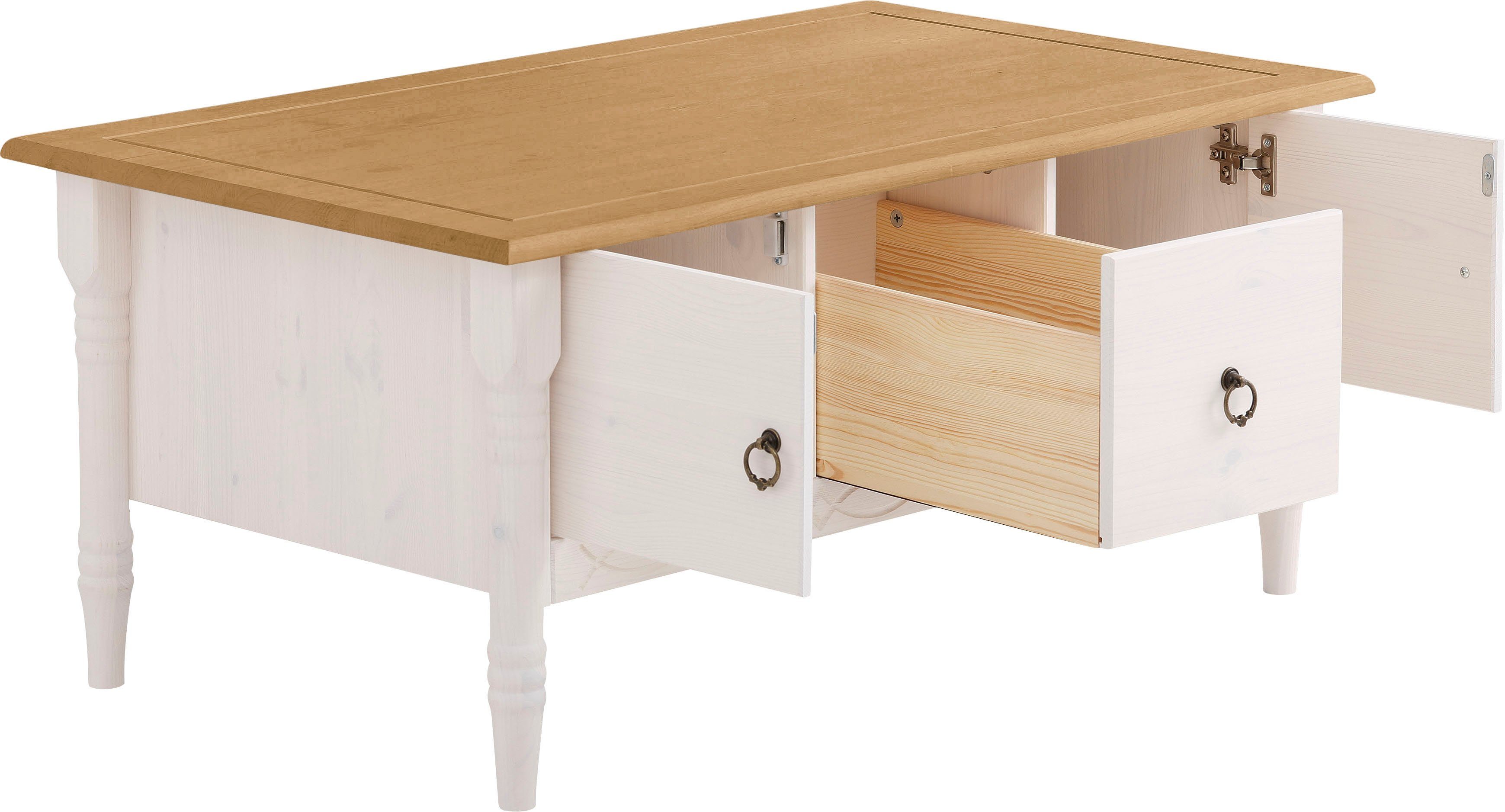 Home affaire Salontafel Indra van massief dennenhout, fsc®, met opbergruimte, discreet ornament
