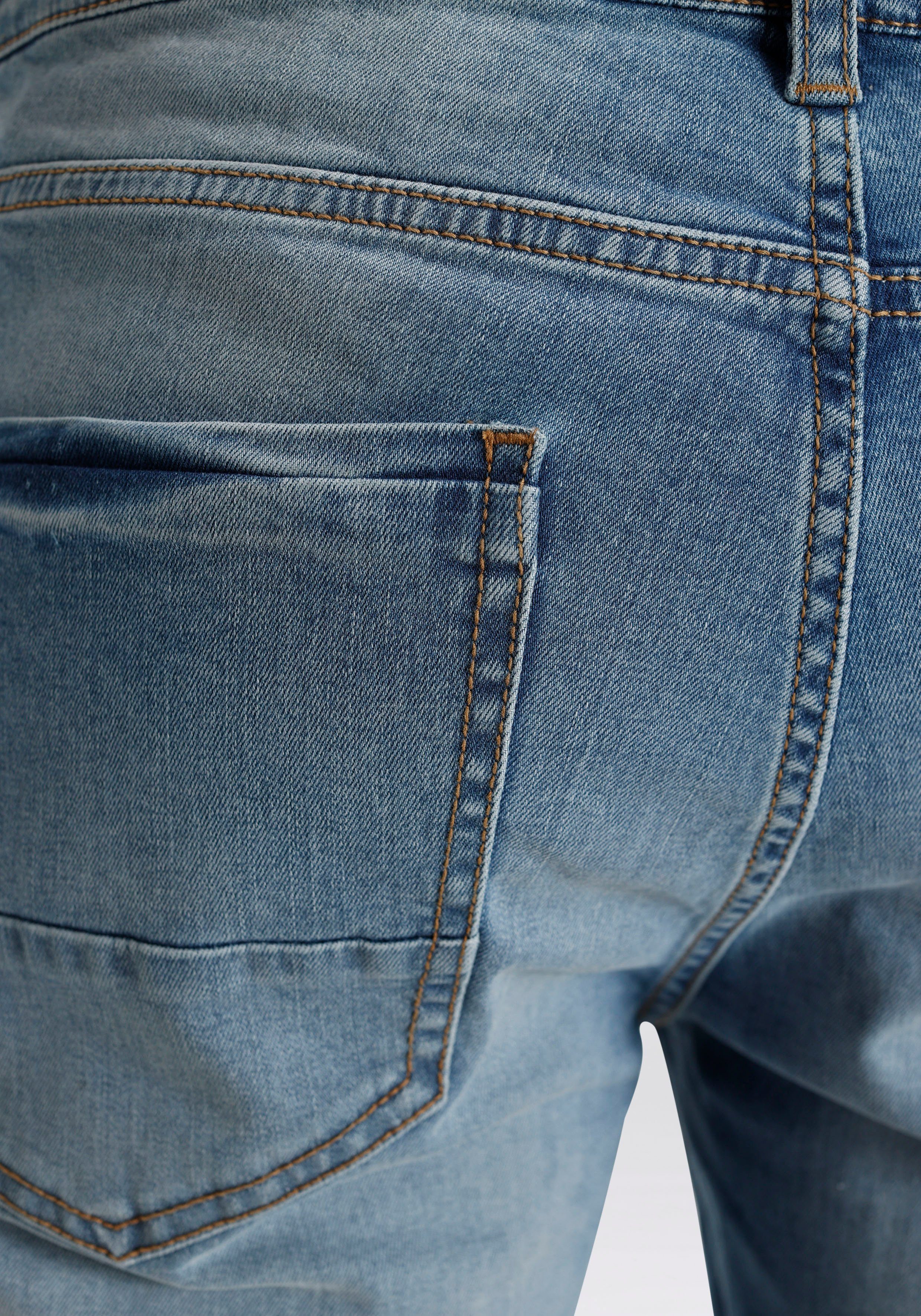 H.I.S Jeansshort DEYO rechte snit, used-wassing, lage taille