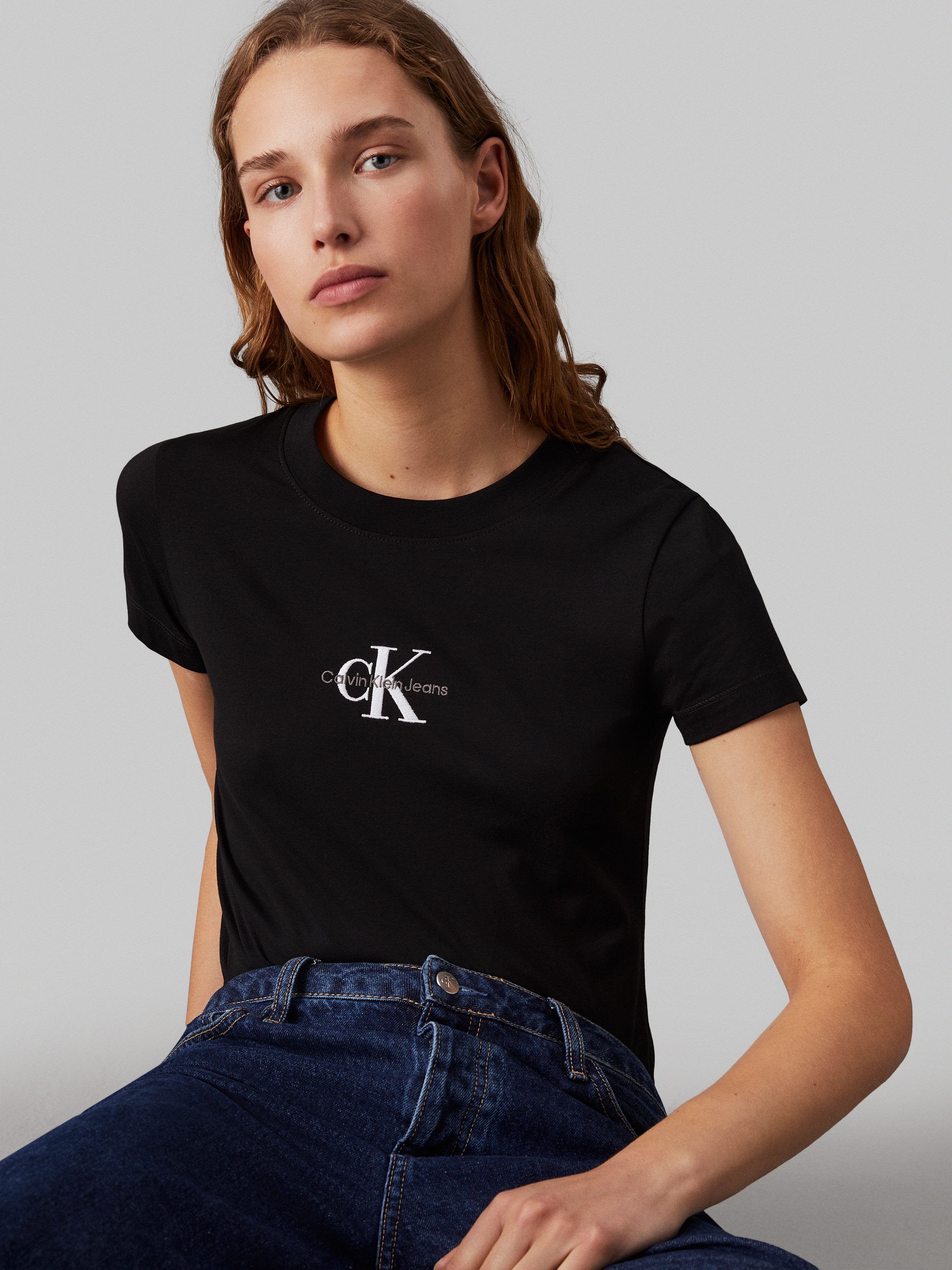 Calvin Klein T-shirt MONOLOGO SLIM TEE met gestempeld logo