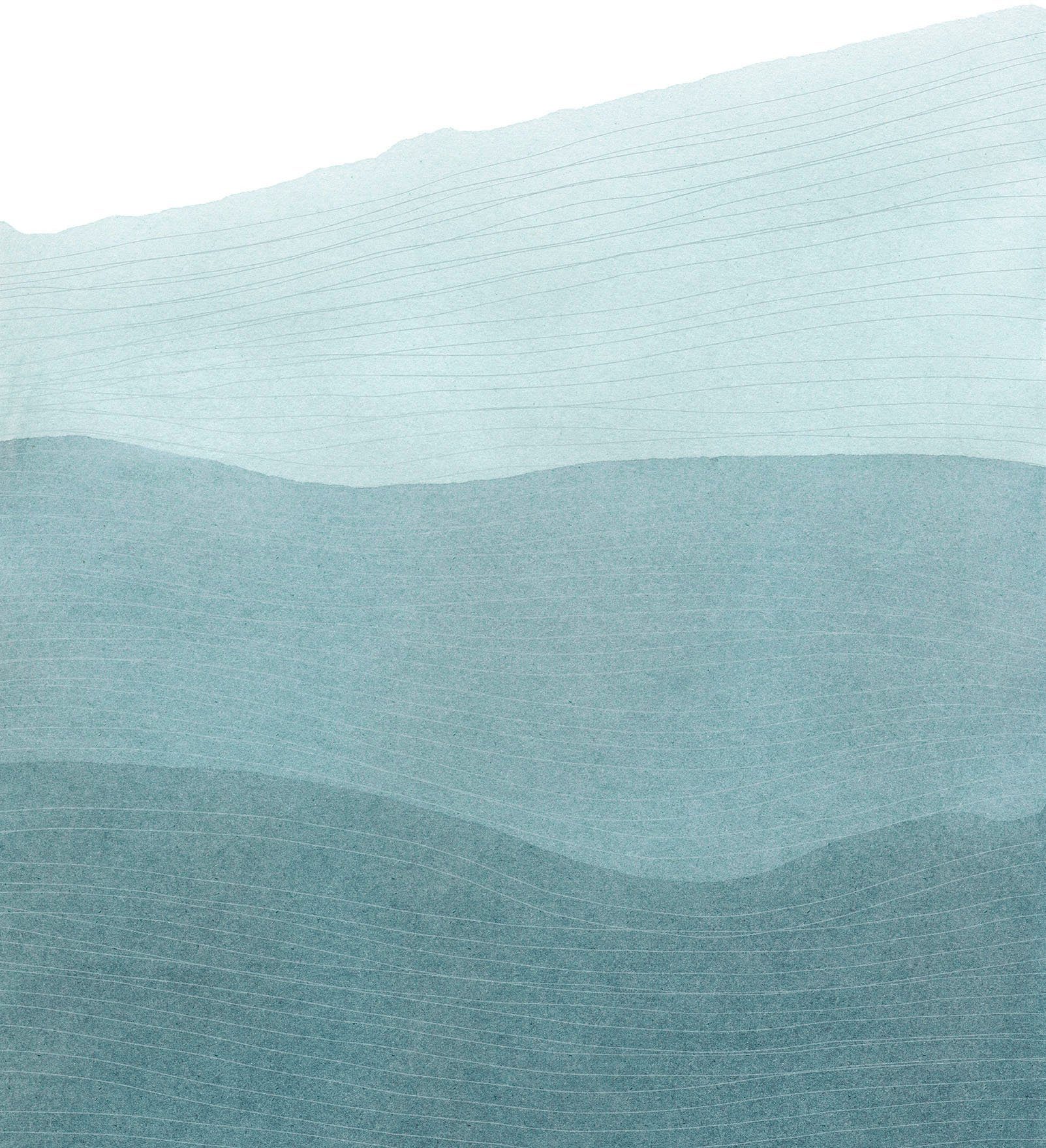 Komar Vliesbehang Digitale print vlies - Mild Mounds - Afmeting 200 x 250 cm (1 stuk) zelfklevend behang groen
