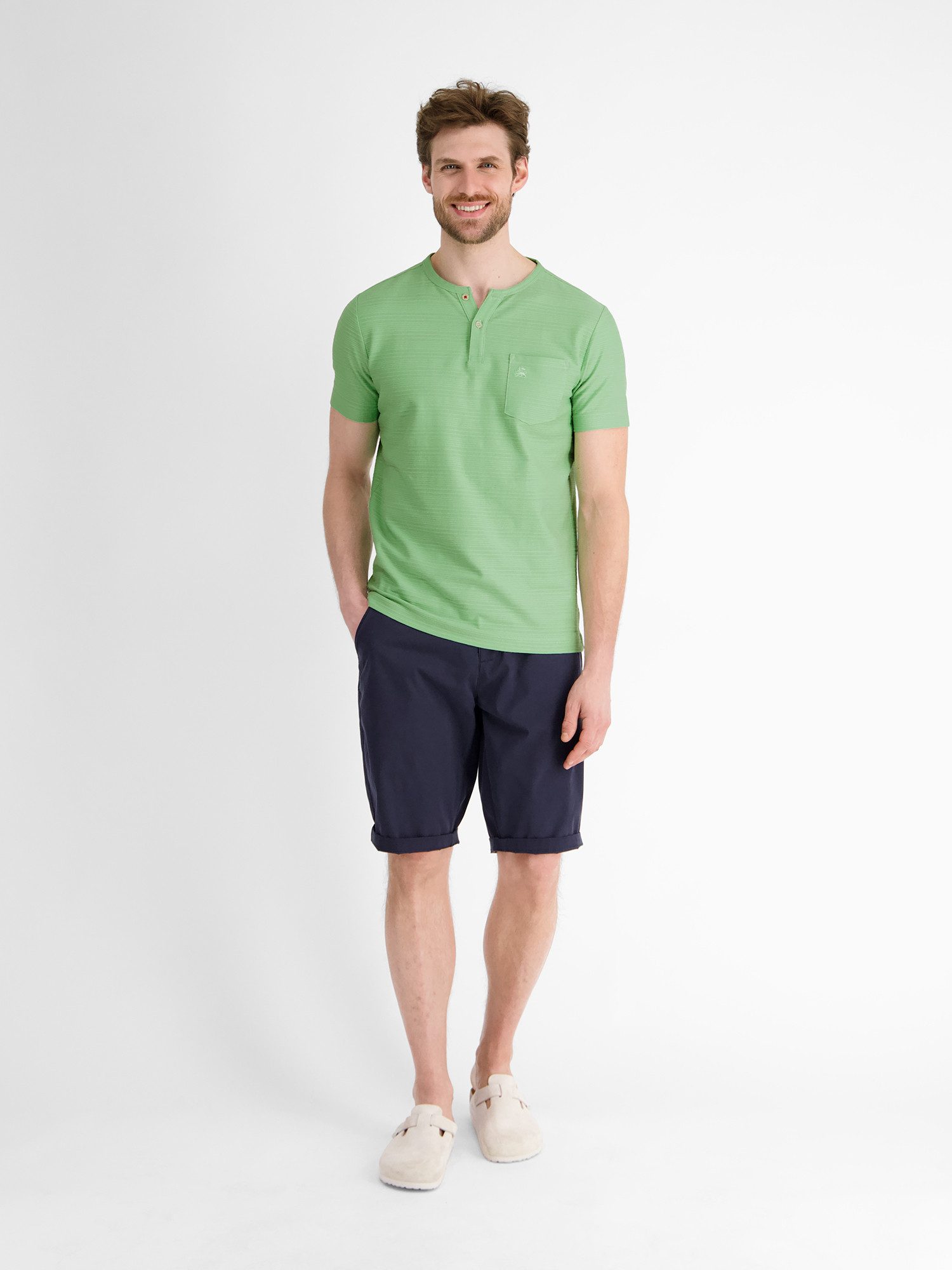 Lerros Henleyshirt LERROS Serafino-shirt, zomers tonal gestreept