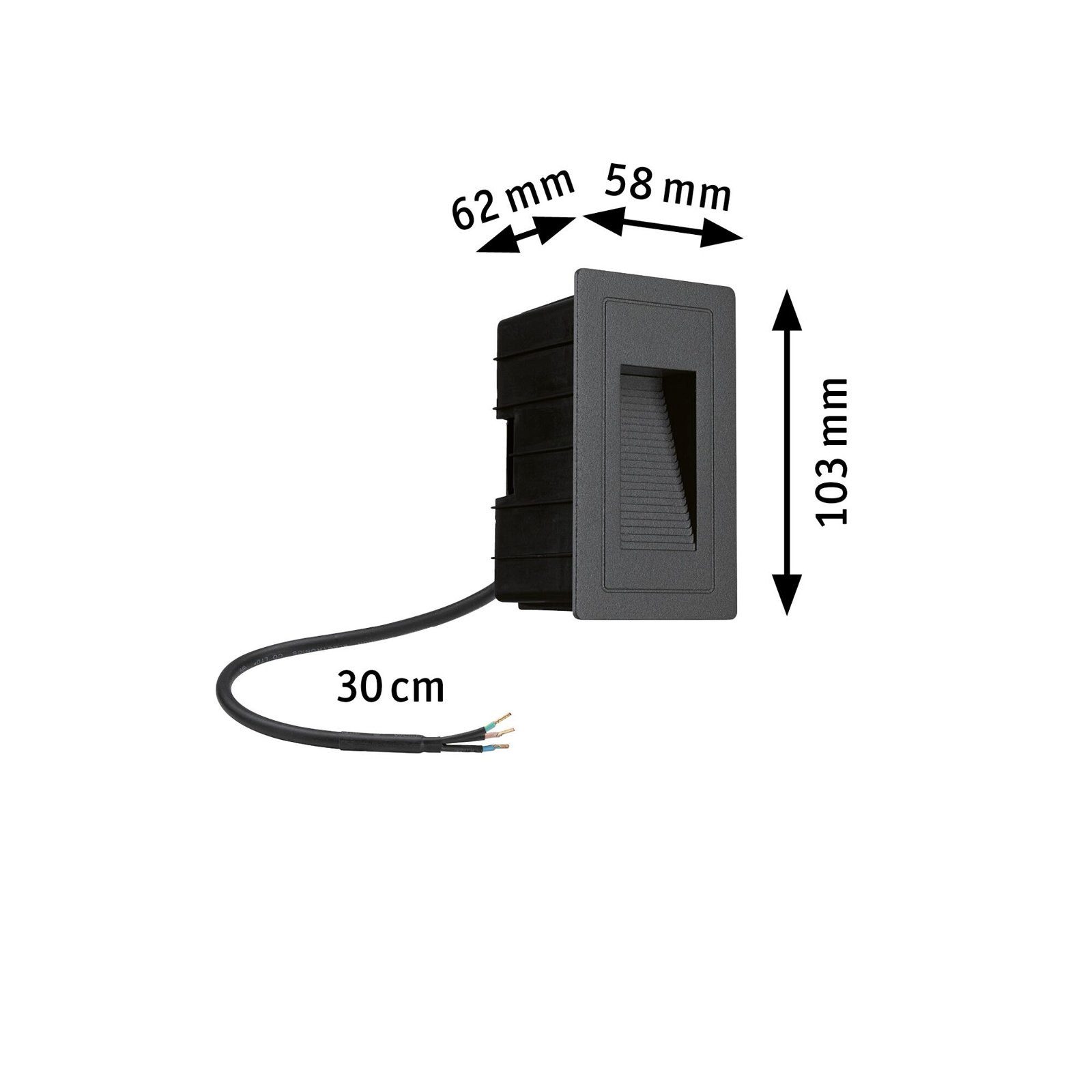 Paulmann Led-wandlamp voor buiten HighIP44 vierkant 103x58mm 3000K 4W 30lm 230V Zwart Aluminium (1 stuk)