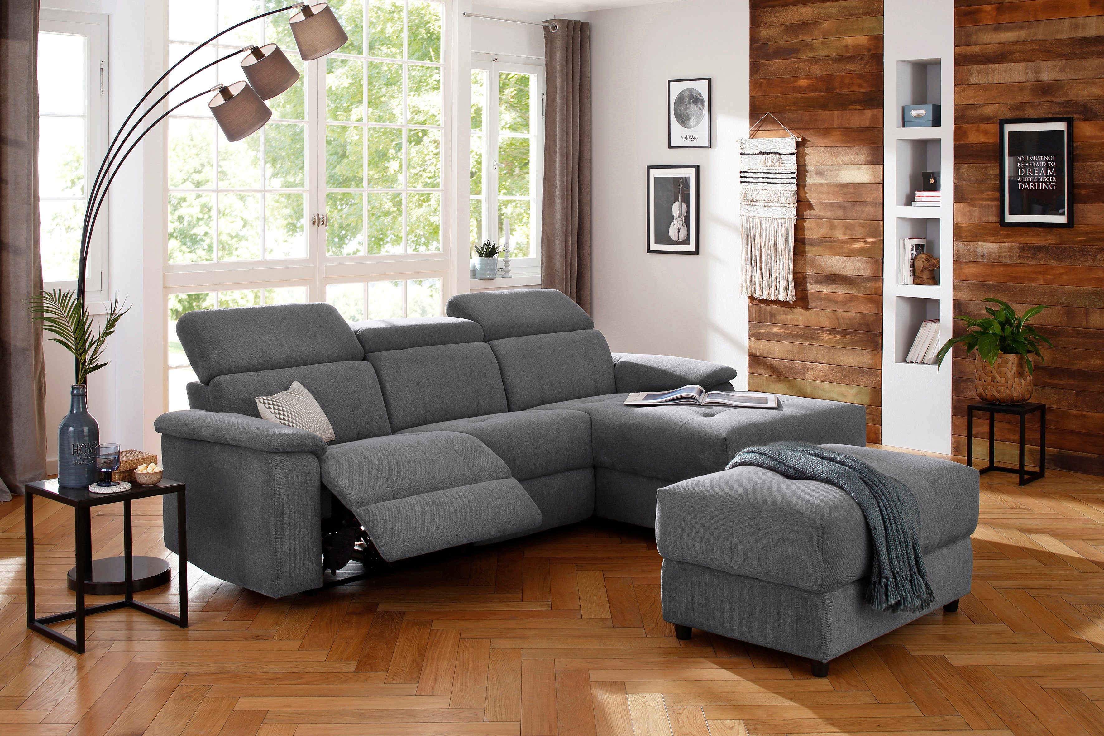 Home affaire Hoekbank Binado, L-vorm, met handmatige of elektrische relaxfunctie met usb-aansluiting