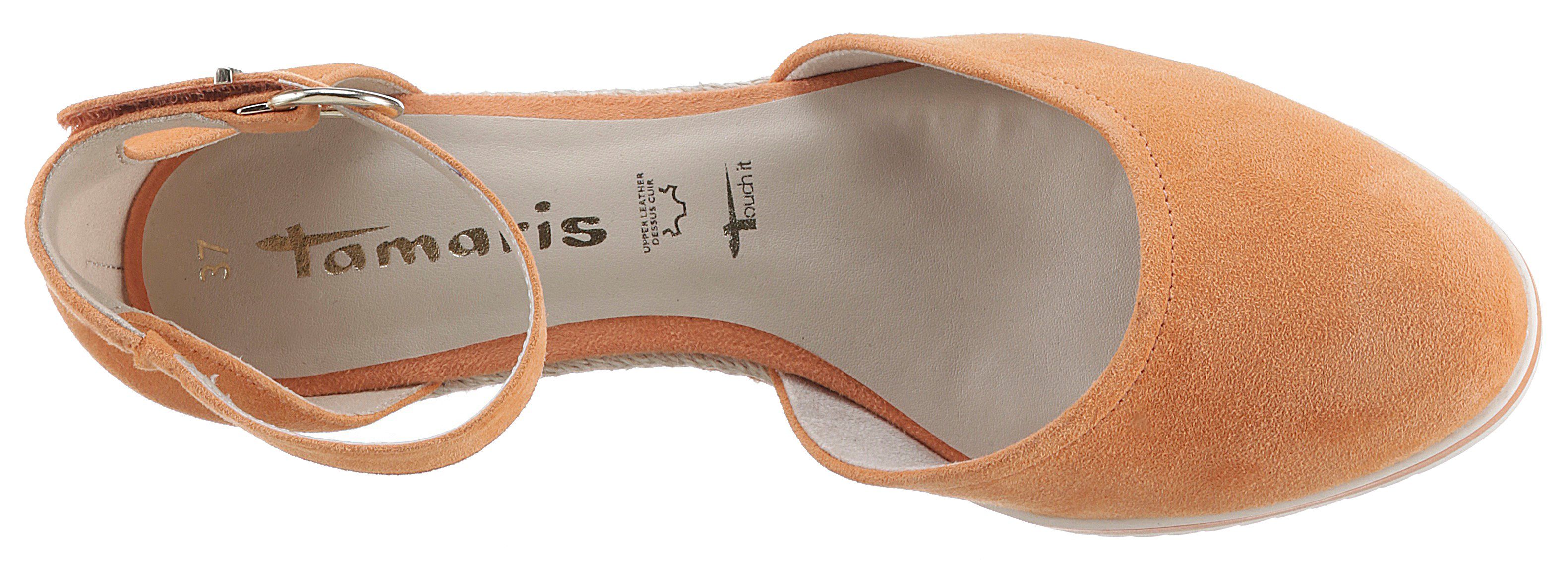 Tamaris Pumps met sleehak , sleehak, instapschoen, riemzandan met modieuze jute-afwerking