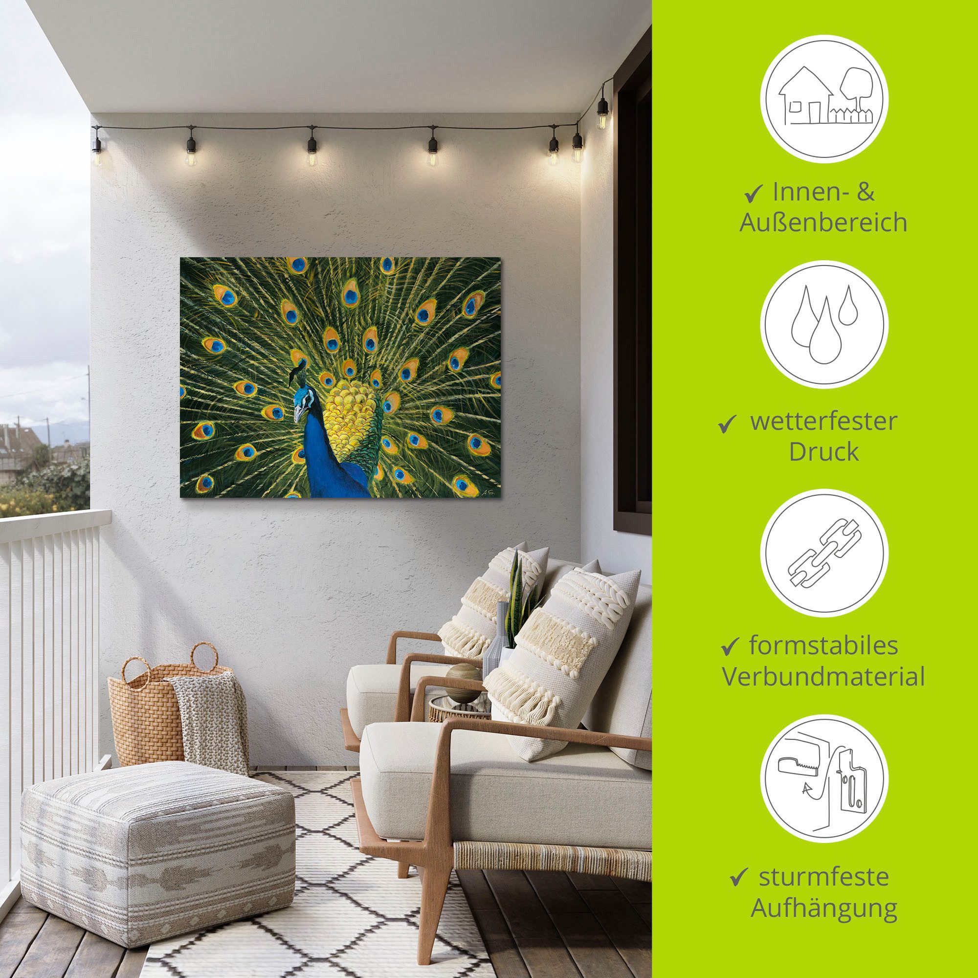 Artland Artprint Pauw als artprint van aluminium, artprint voor buiten, artprint op linnen, poster, muursticker