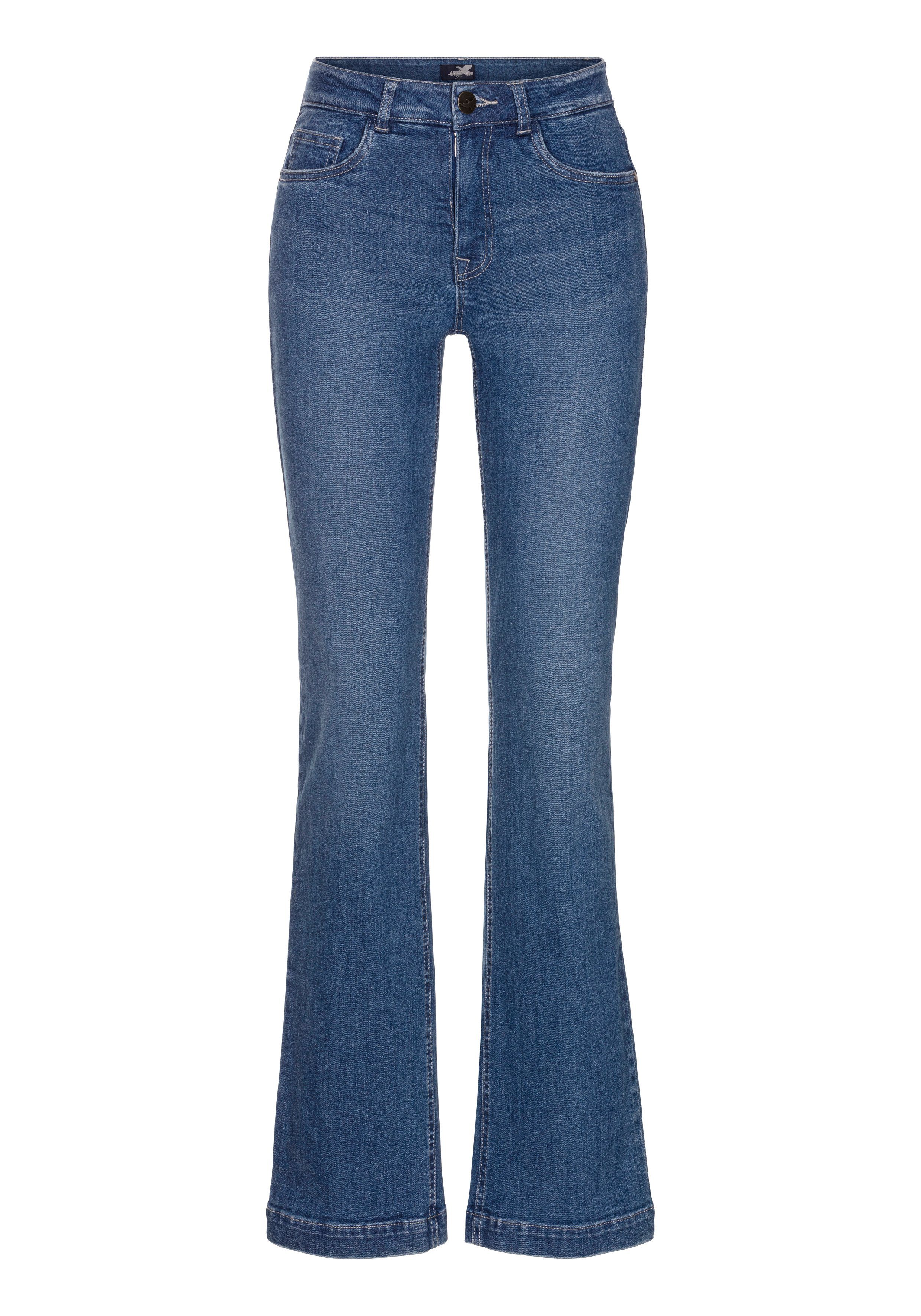 Arizona Rechte jeans wijde pasvorm, used-look-wassing, hoge taille