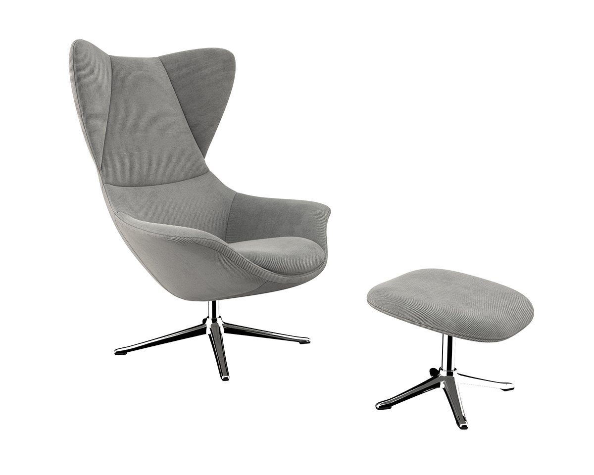 FLEXLUX Oorfauteuil Stilo relaxstoel, TV-stoel Solitaire, stijlicoon, draaibaar, aluminium basis