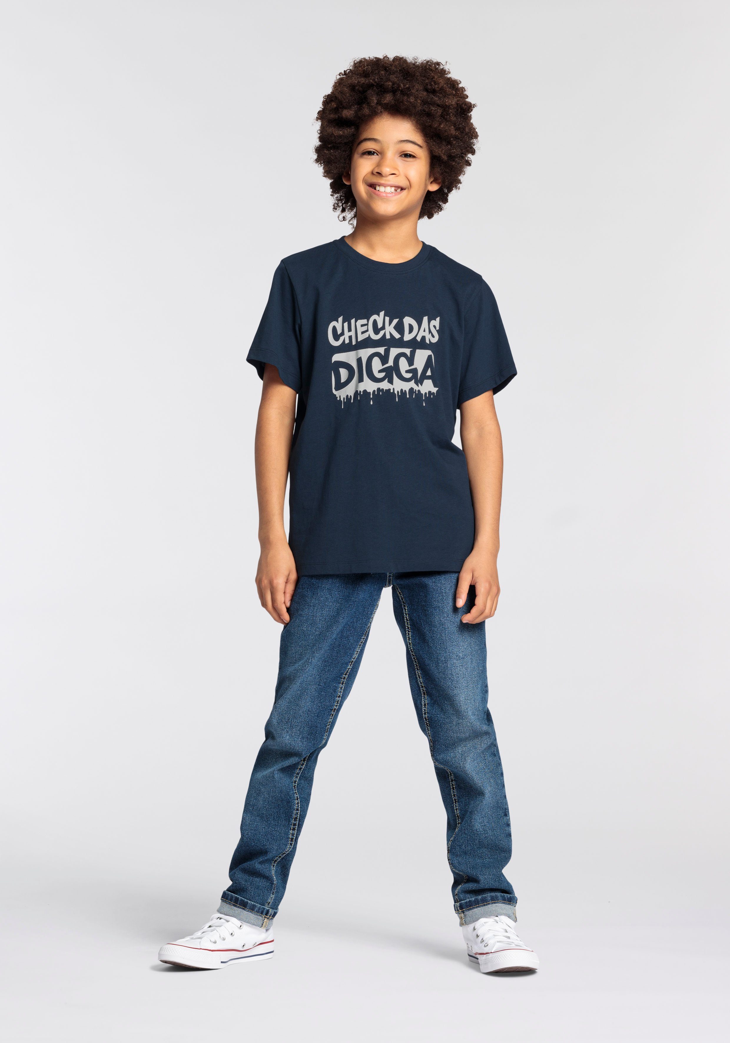 KIDSWORLD T-shirt CHECK DAS DIGGA Korte mouwen, basic pasvorm, bedrukt, ronde hals