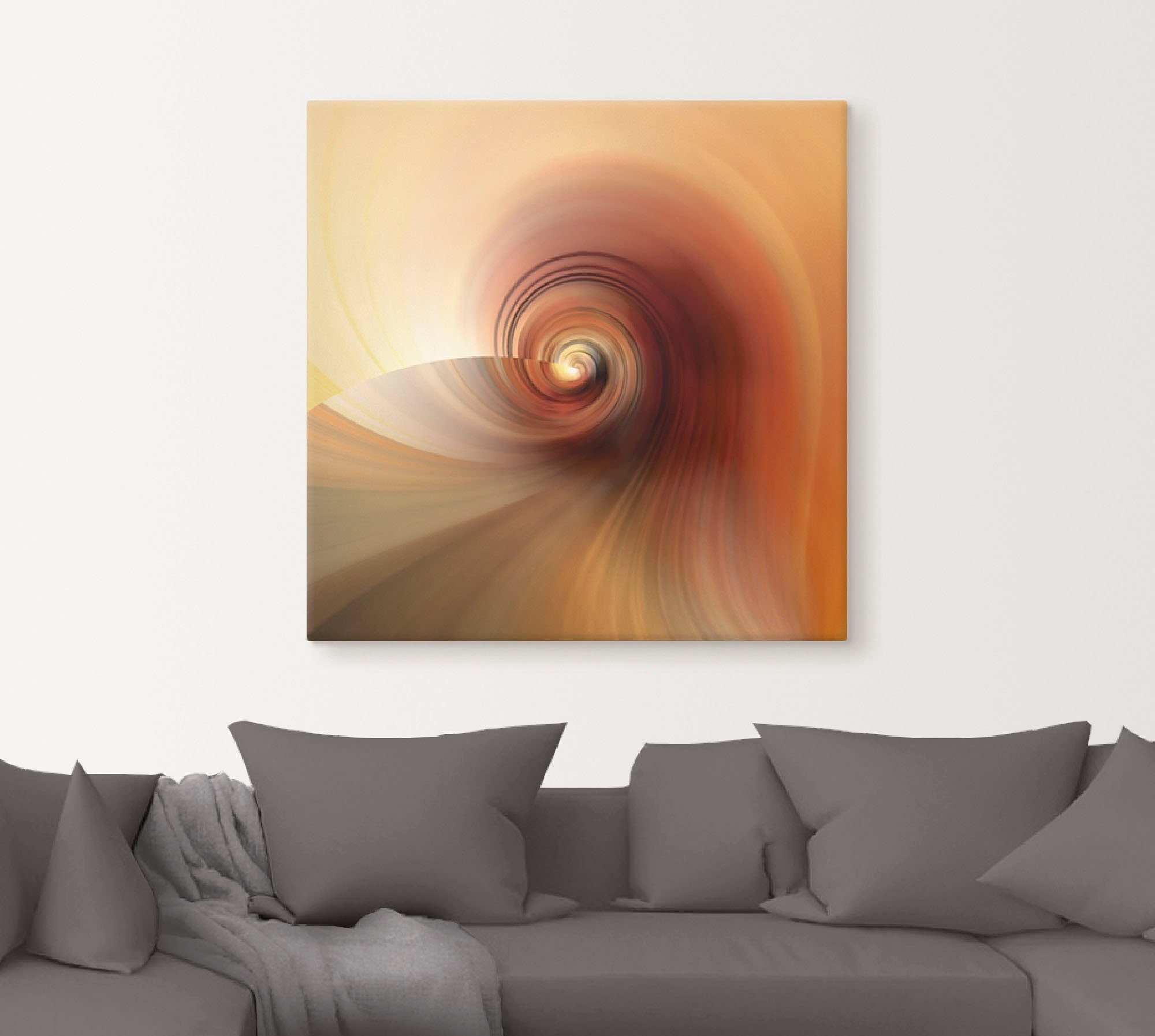 Artland Artprint op linnen Abstract in crème gespannen op een spieraam