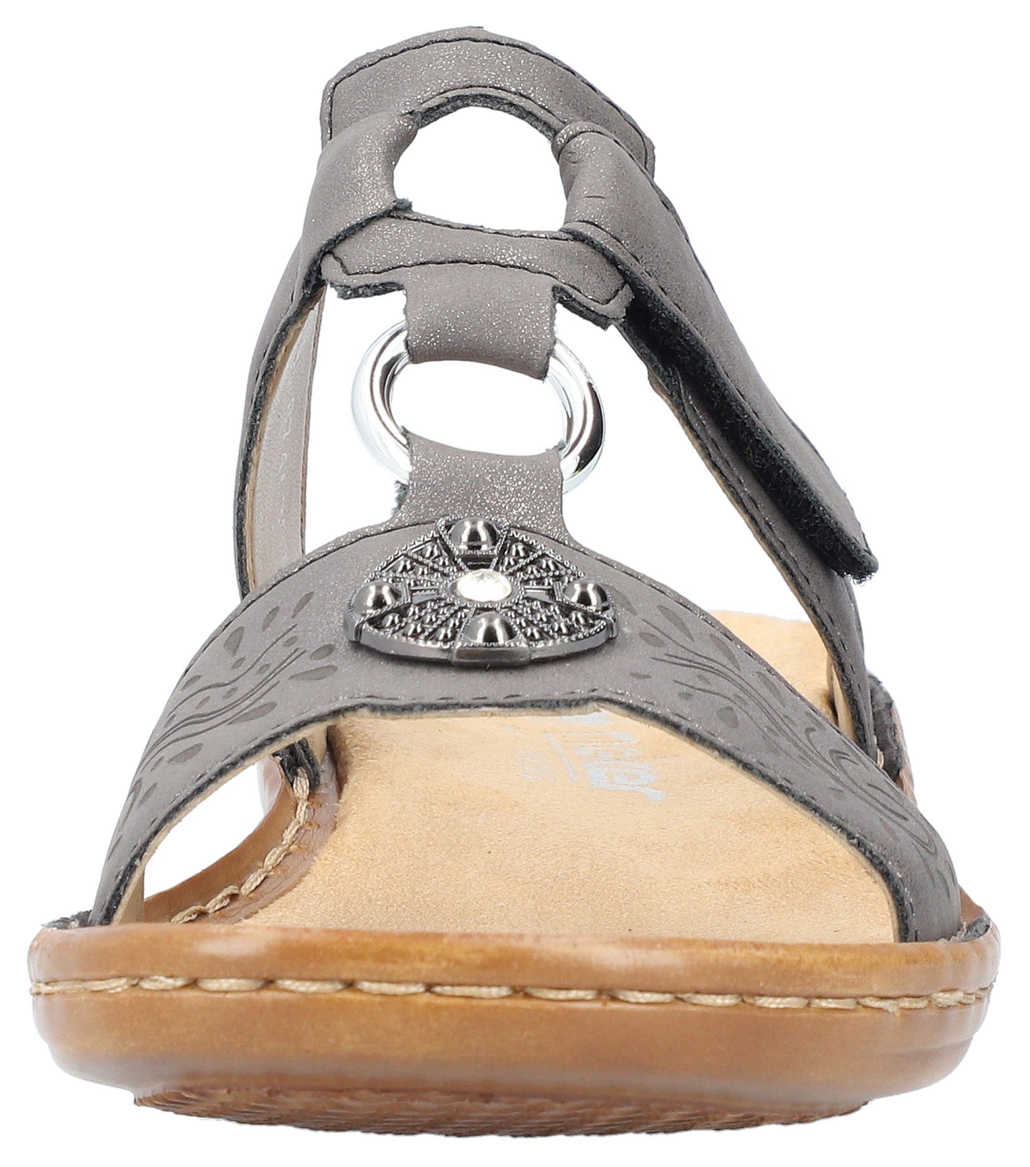 Rieker Slippers sleehak, zomerschoen, pantoffels met juwelenapplicatie