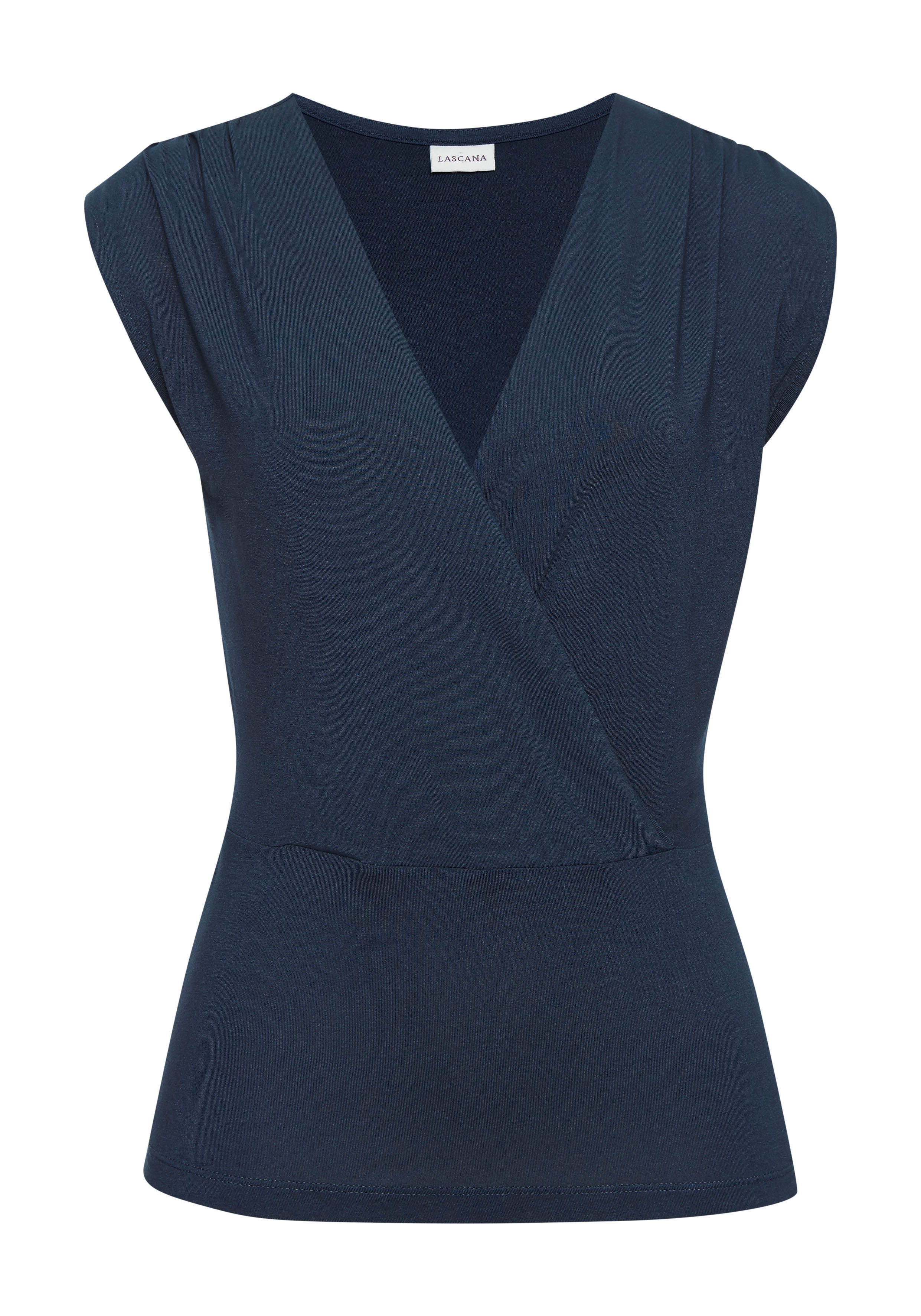 Lascana Shirttop met subtiele rimpelingen op de schouder, elastische damestop