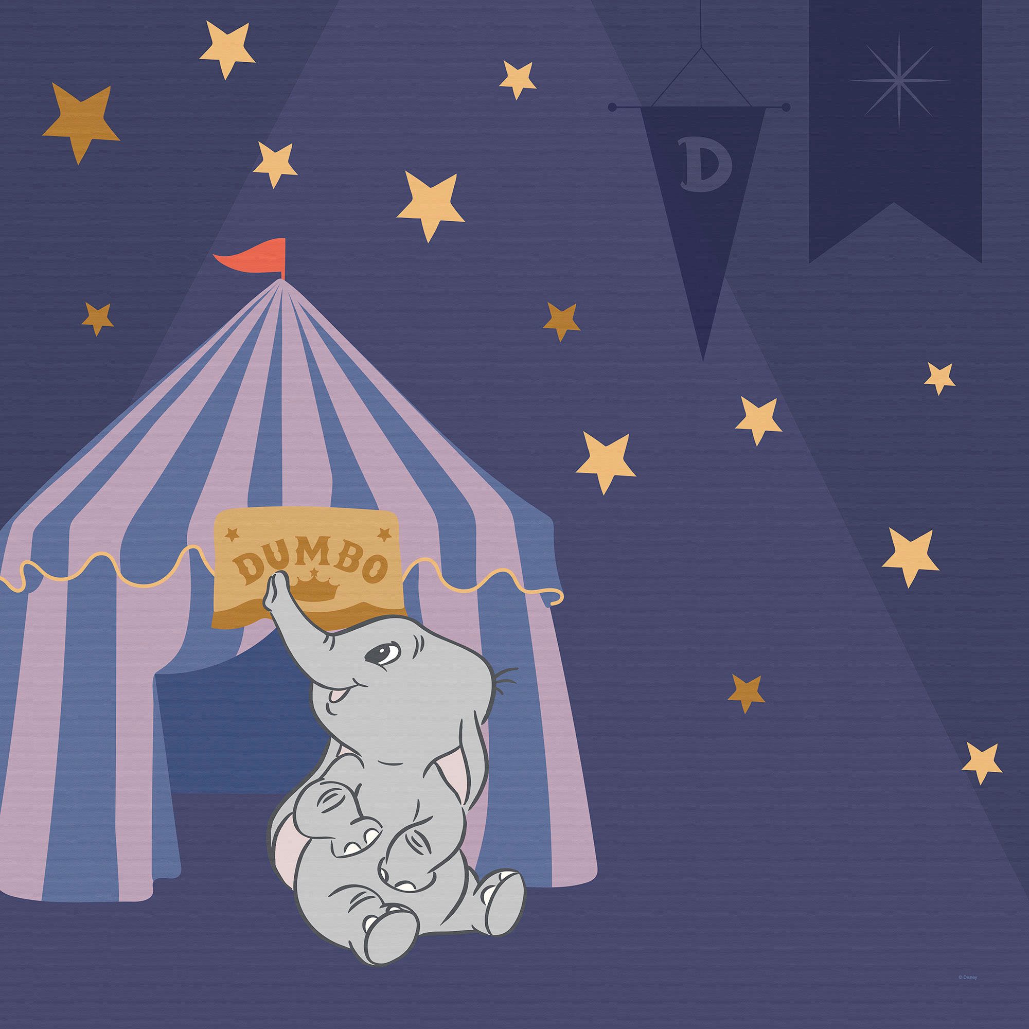 Komar Artprint op linnen Starry Night with Dumbo - Afmeting 60 x 60 cm (1 stuk)