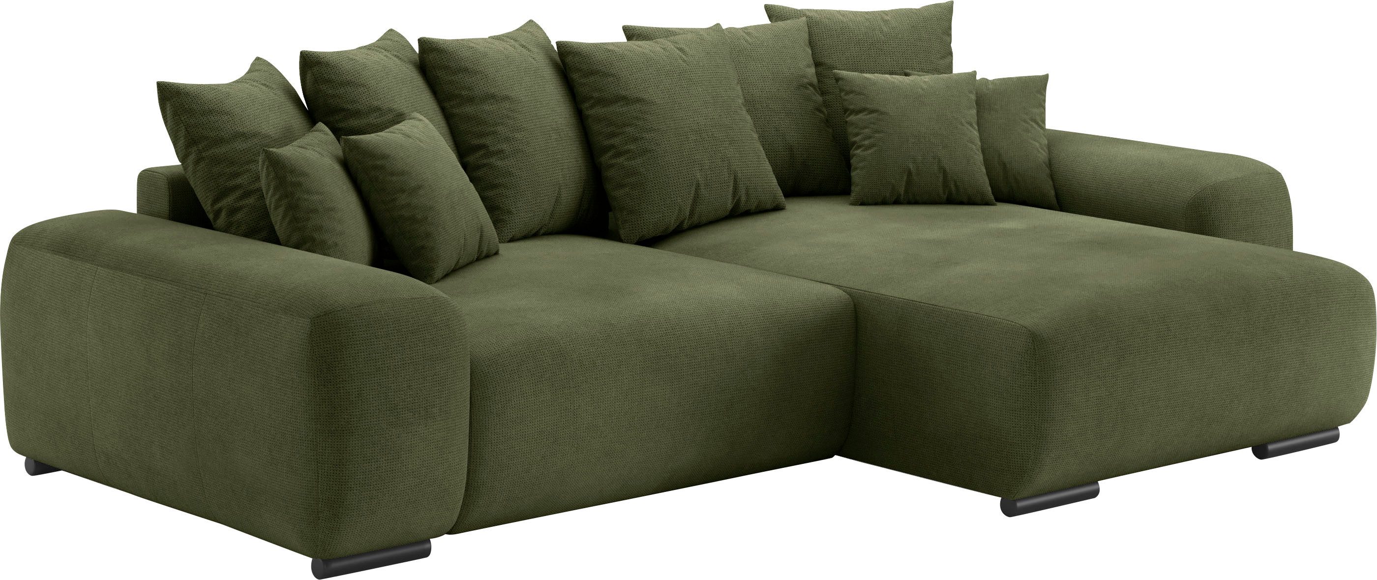 Mr. Couch Hoekbank Sundance II Doorlopende slaper met EasyBett-slaapfunctie, bedlade groen, hoekbanken, Bettfunktion links-Recamiere rechts