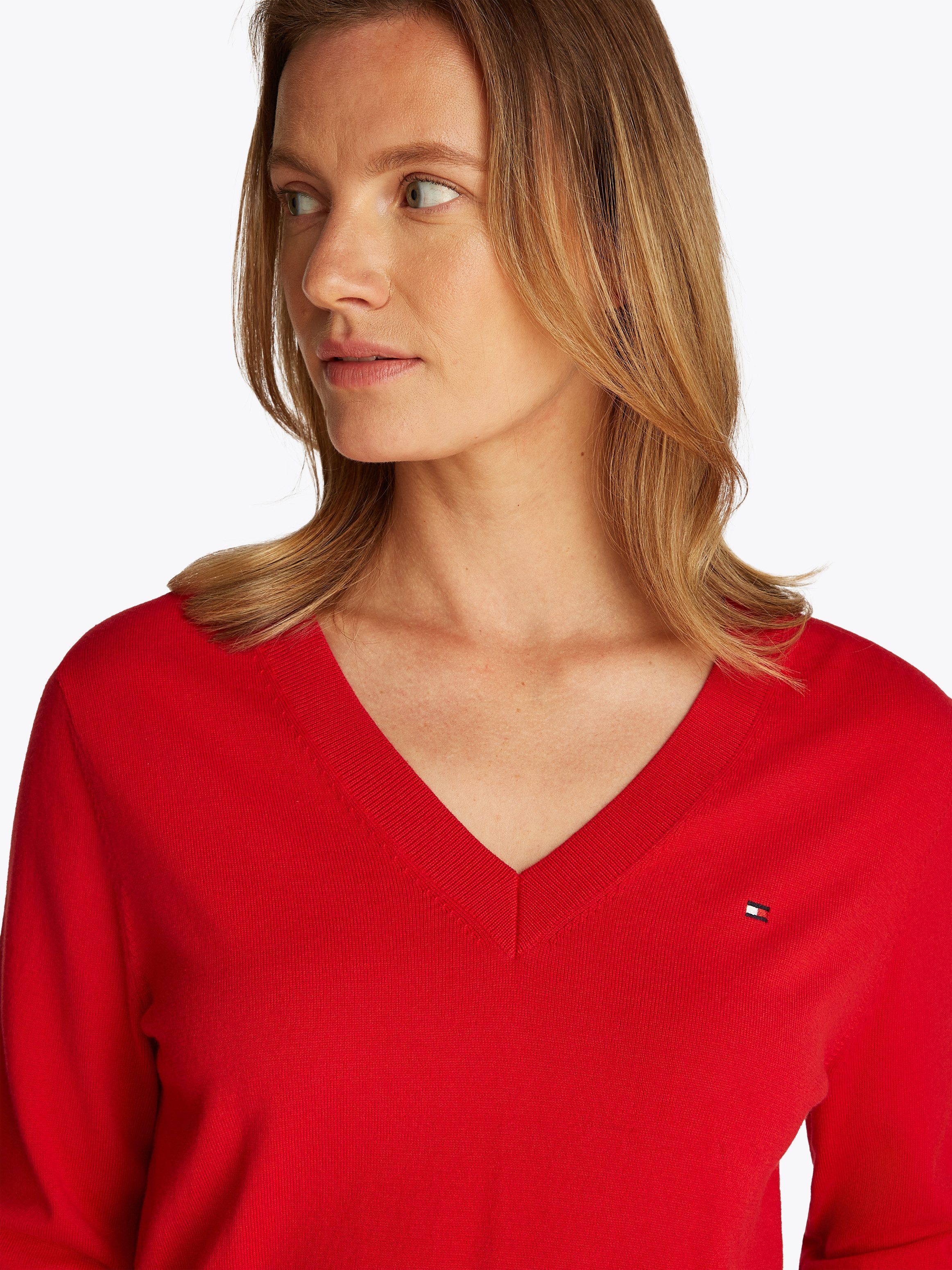 Tommy Hilfiger Trui met V-hals met logoborduursel