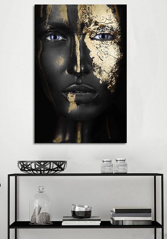 queence Artprint op acrylglas Anuket met de hand ingewerkte bladgoud applicaties (1 stuk)
