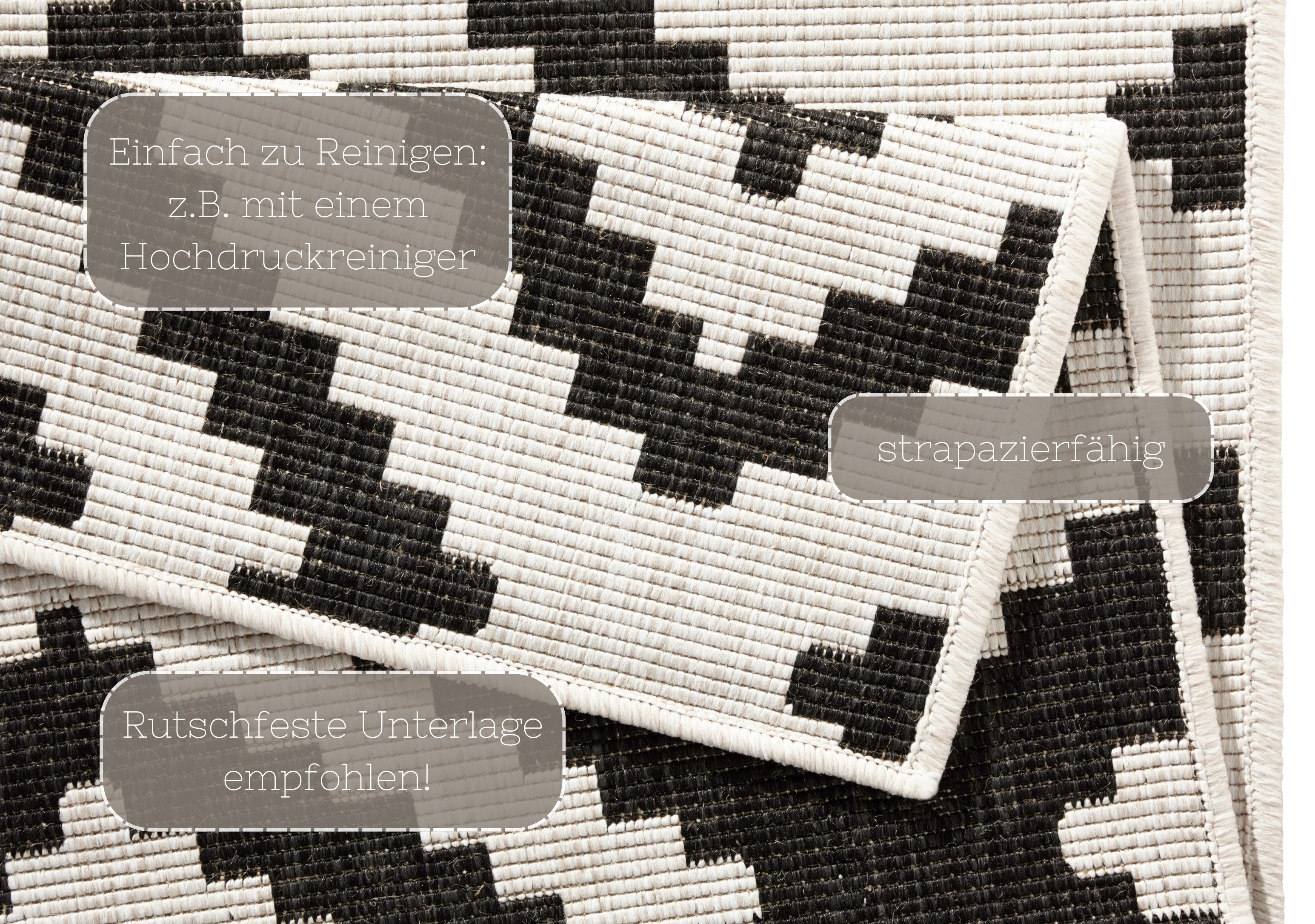 NORTHRUGS Vloerkleed Malta tweezijdig te gebruiken kleed Binnen- en buitengebruik, weerbestendig, balkon, terras, ruit, loper, woonkamer