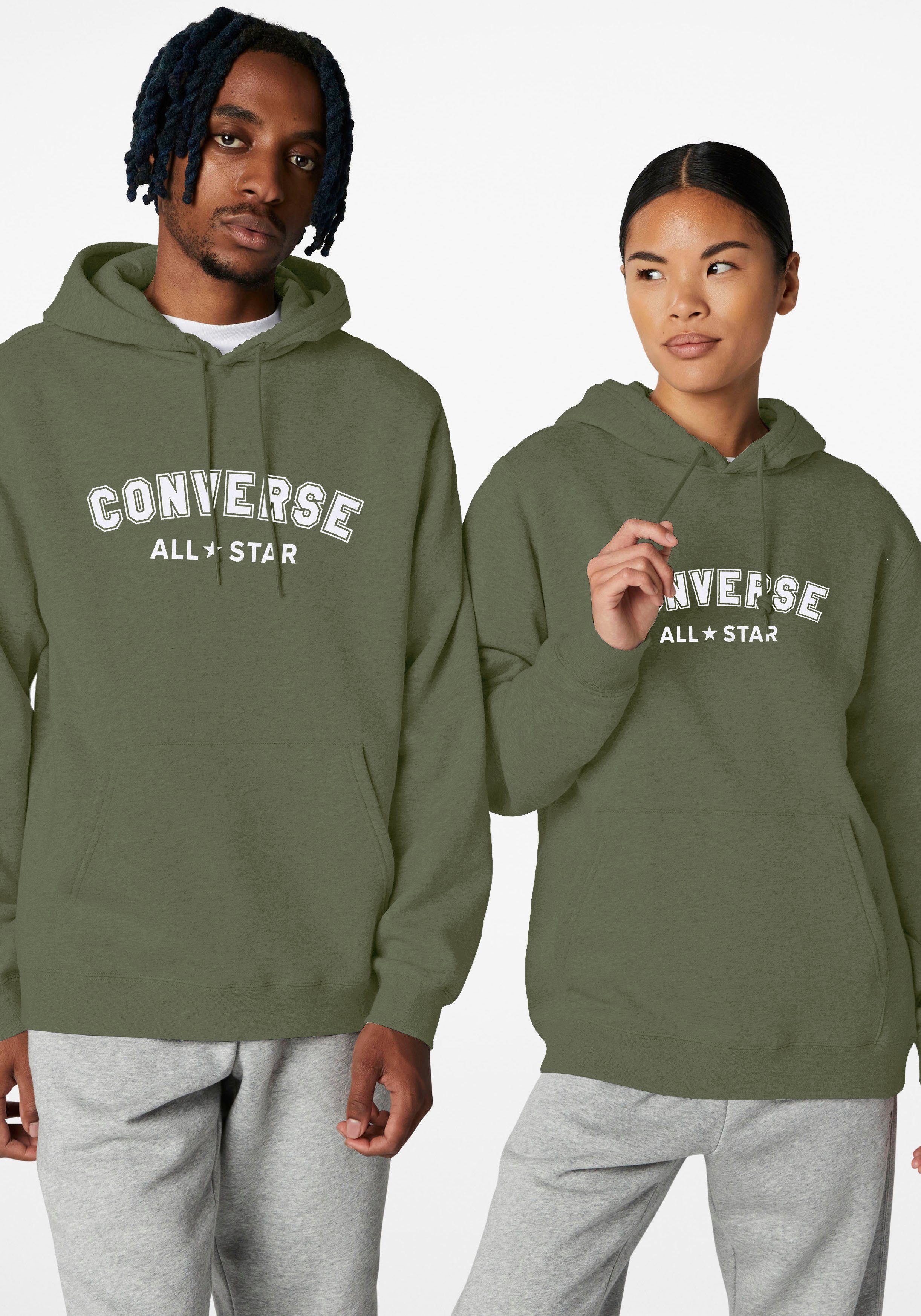 Converse Sweatshirt UNISEX WORDMARK BRUSHED BACK FLEECE dames sweaters maat XXS groen