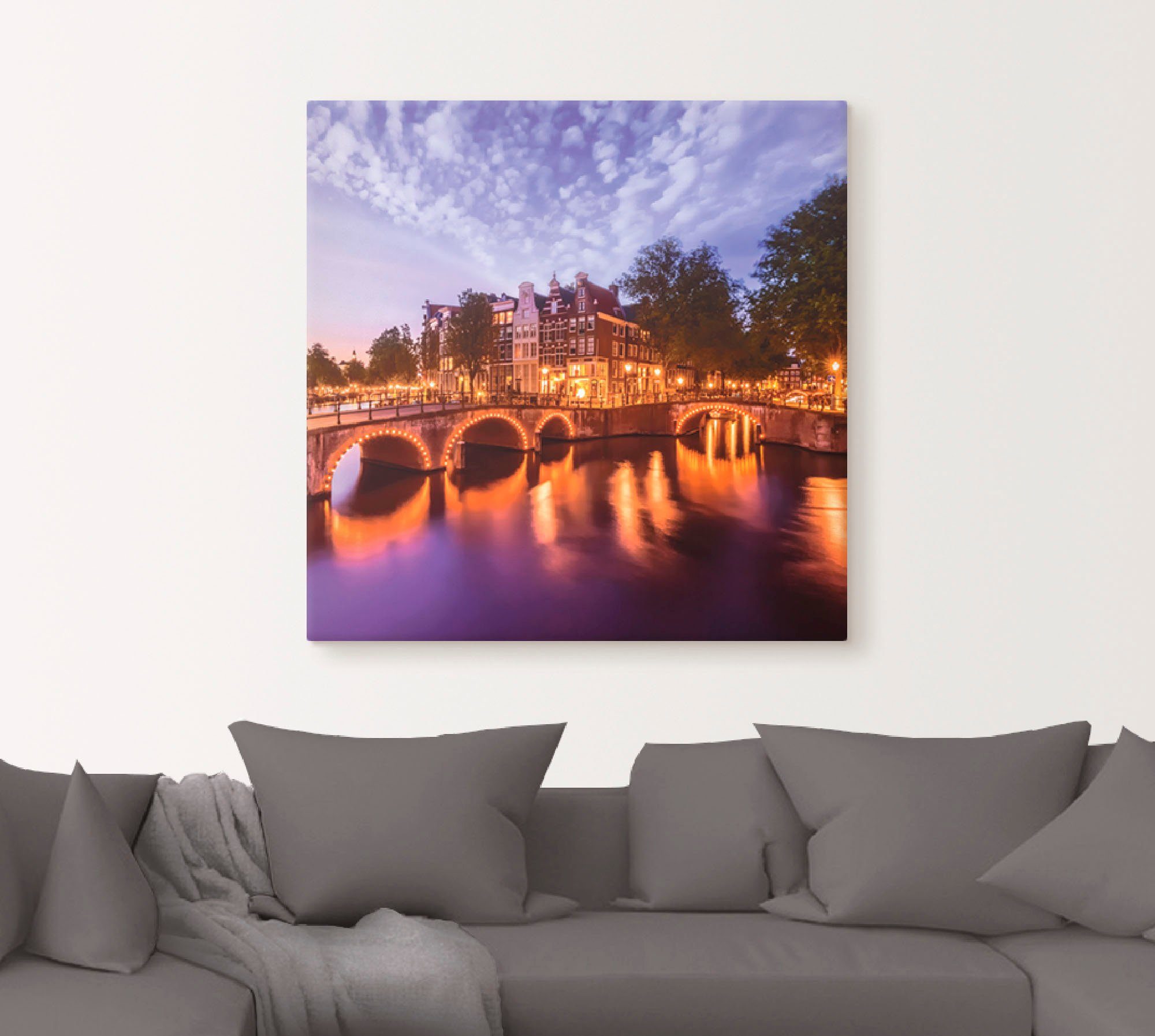 Artland Artprint Amsterdam Keizersgracht Leidsegracht als artprint op linnen, poster, muursticker in verschillende maten
