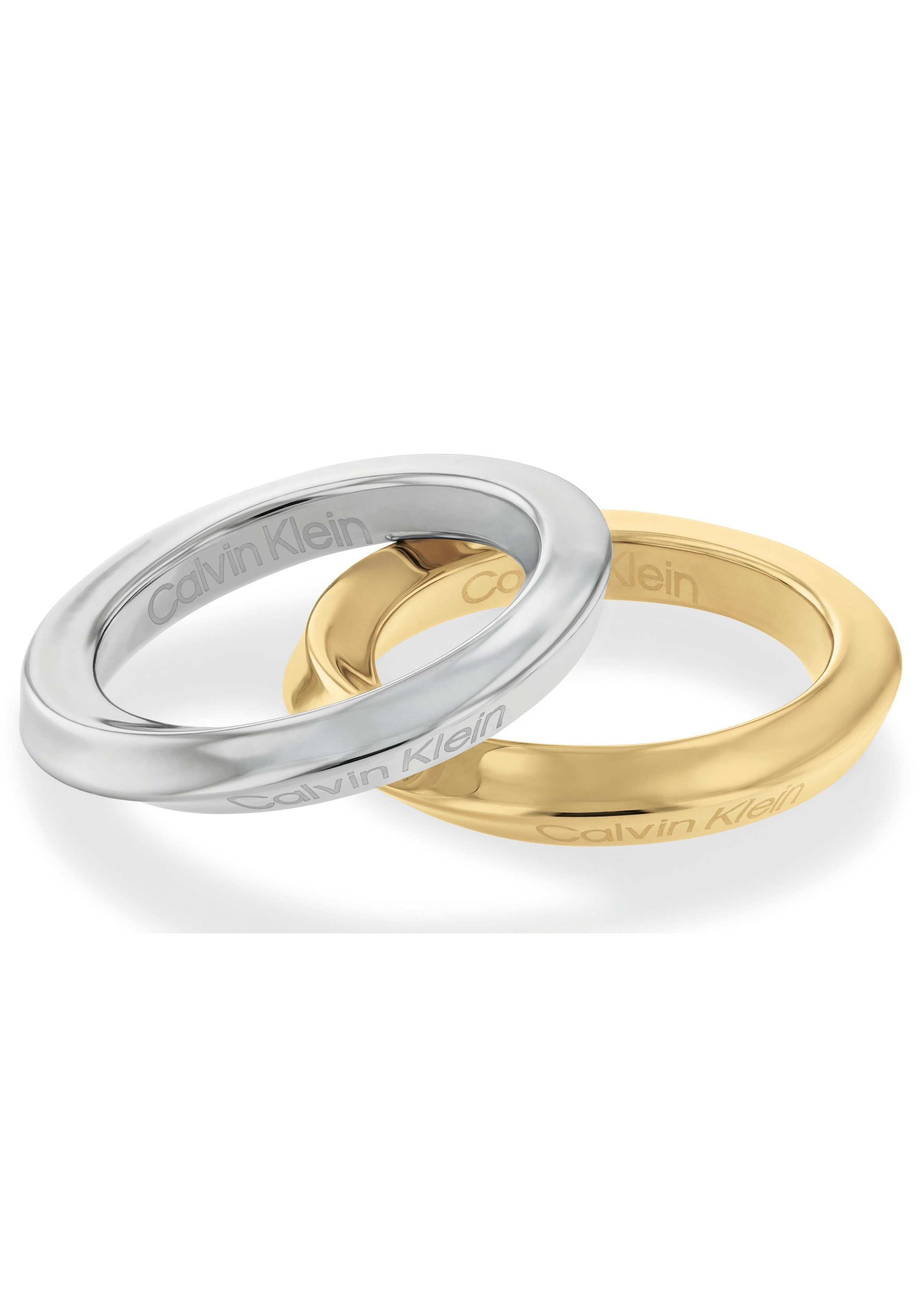 Calvin Klein Ring Sieraden roestvrij staal vinger ring damesring SCULPTURAL (set, 2-delig)